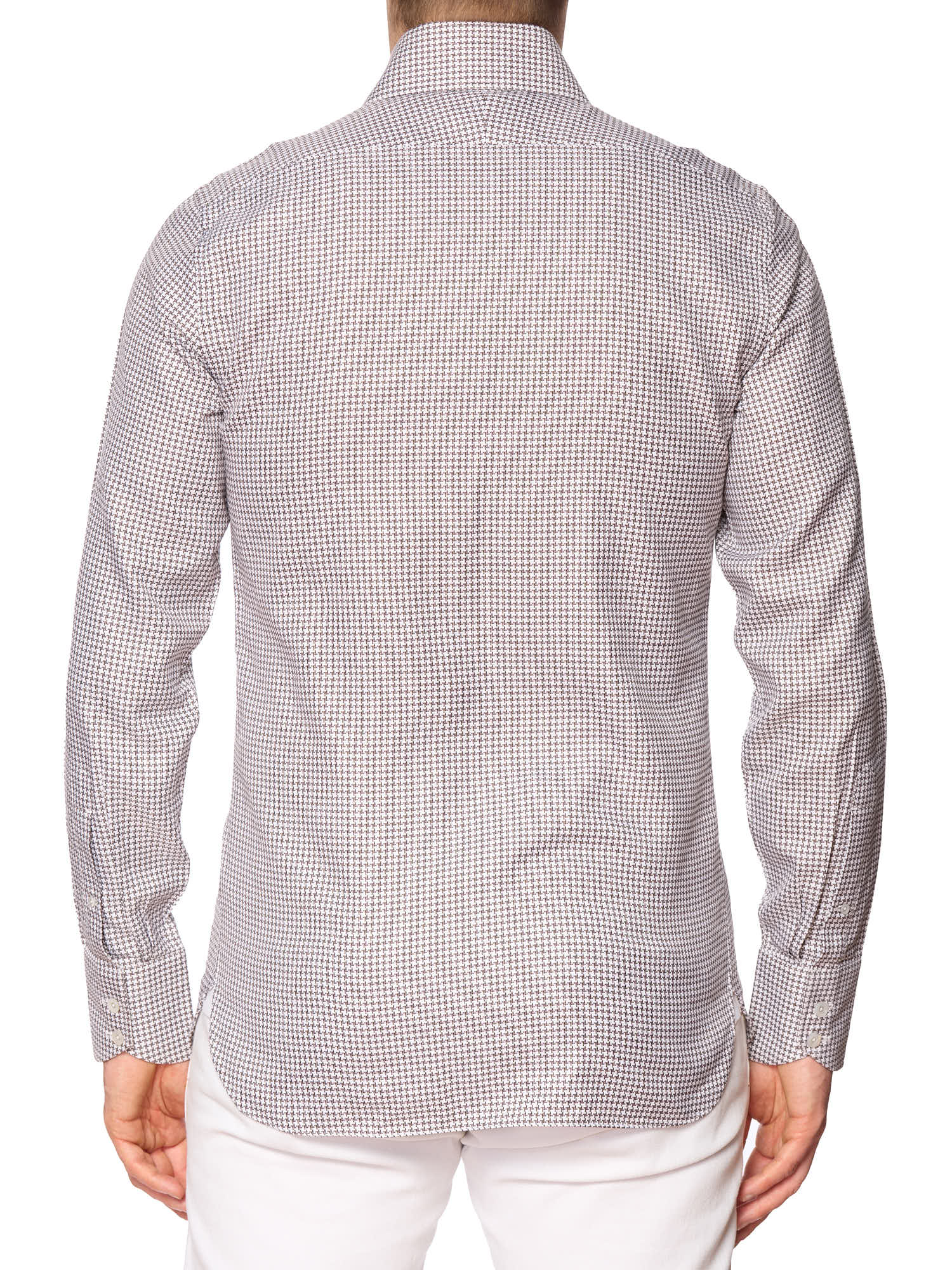 TOM FORD White-Brown Micro Cotton Dress Shirt EU 39 NEW US 15.5