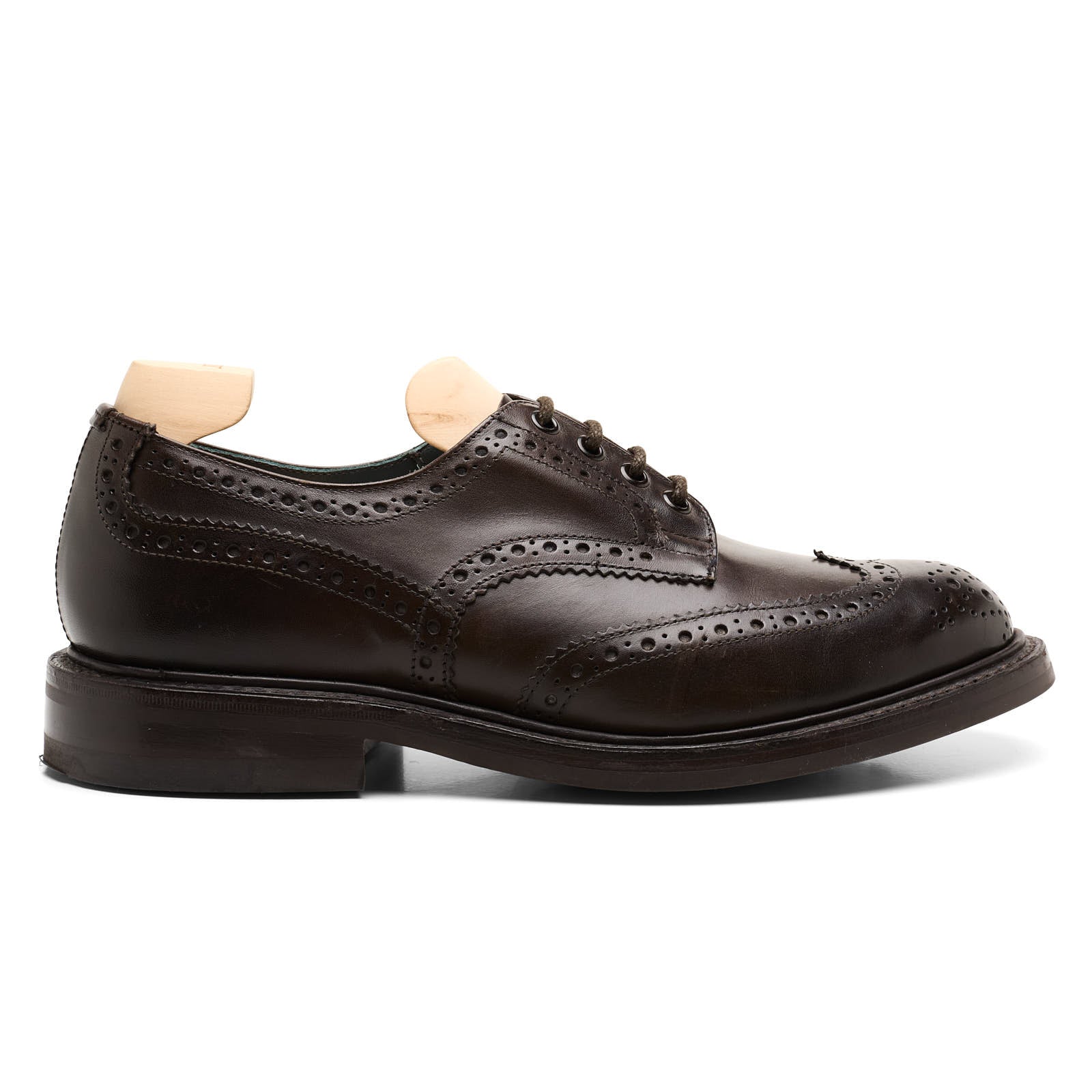 TRICKER'S Bourton Dark Brown Brogue Wingtip Derby Shoes Dainite Sole UK 8 US 9 NEW