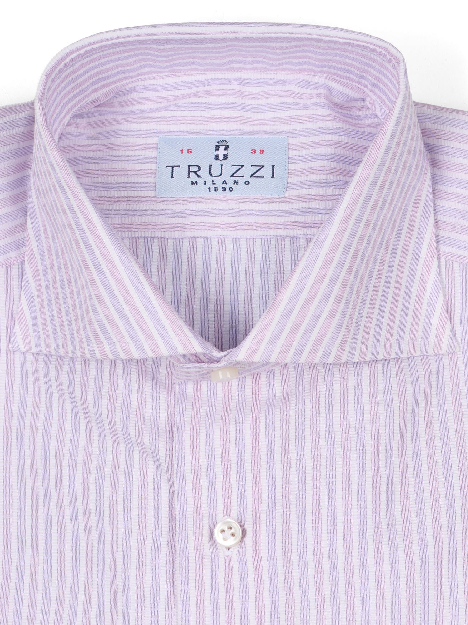 TRUZZI Lavender Striped Cotton French Cuff Dress Shirt