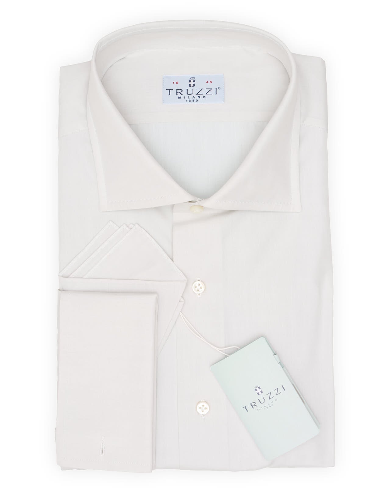 Mint Green Slim Fit Dress Shirt Truzzi Milano Mint Green Cotton French Cuff  Dress Shirt EU 45 New US 18