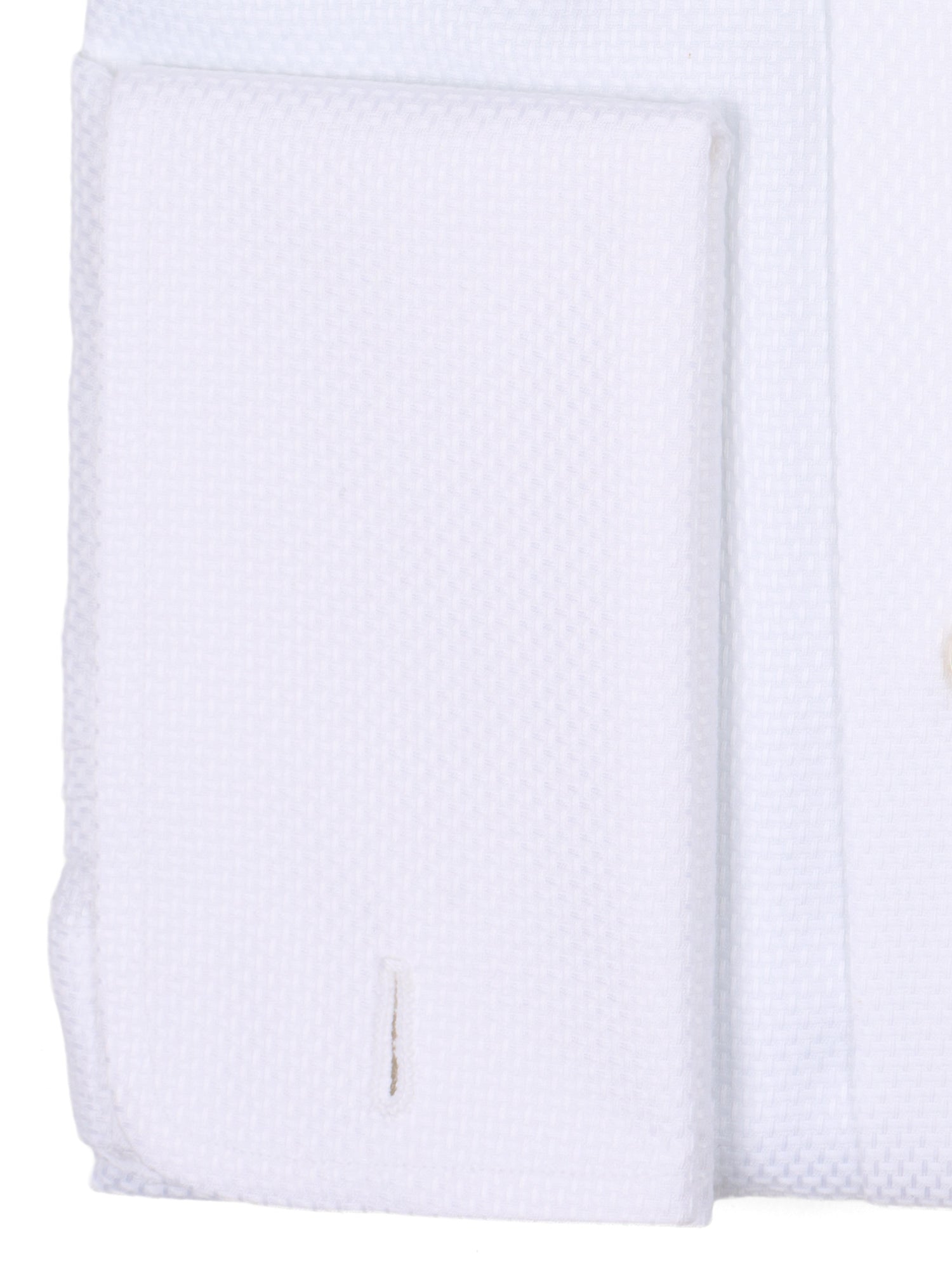 TRUZZI White Micro-Pattern Cotton French Cuff Dress Shirt