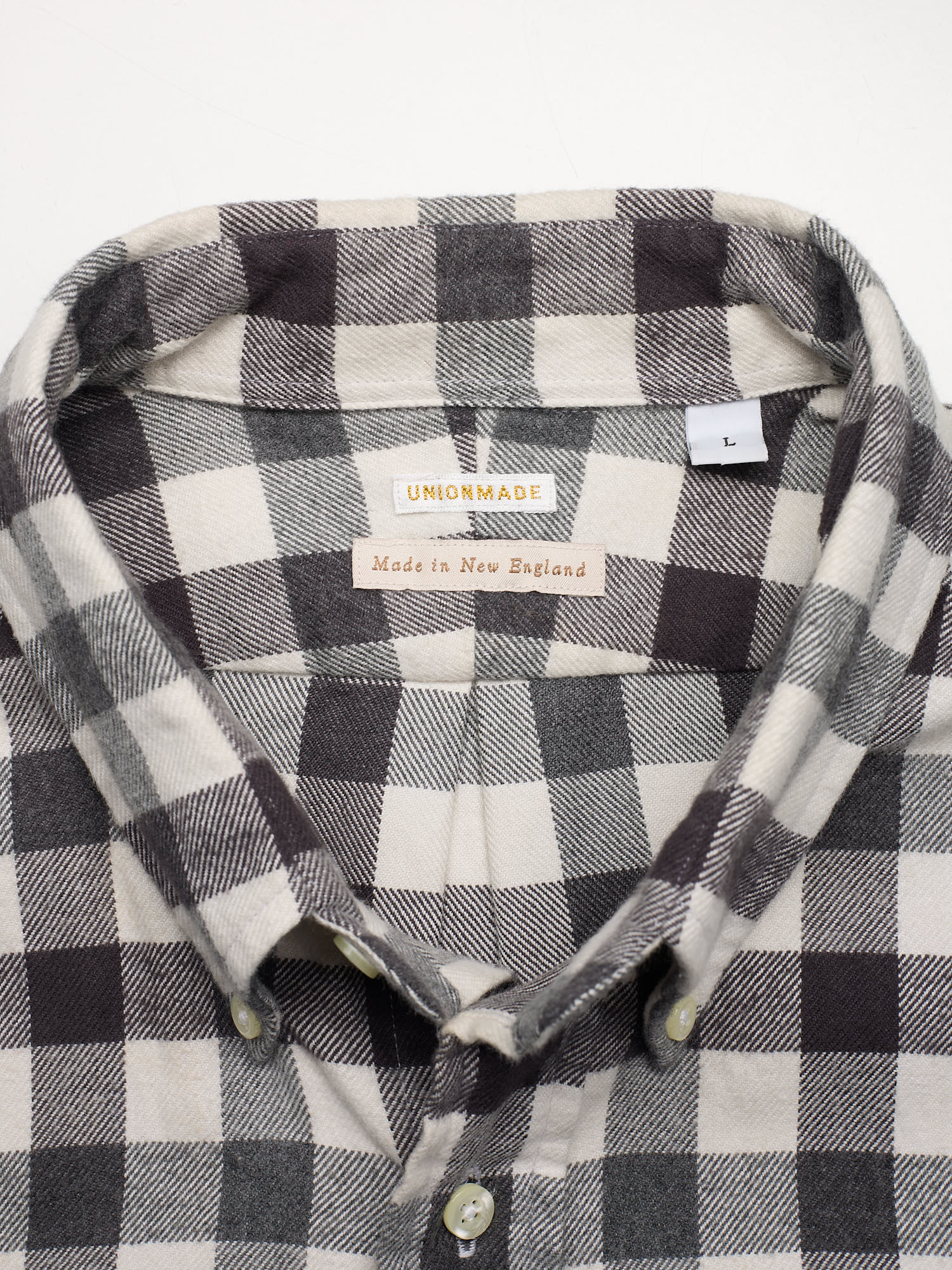 UNIONMADE White-Gray Plaid Flannel Cotton Western Shirt NEW US L USA Made