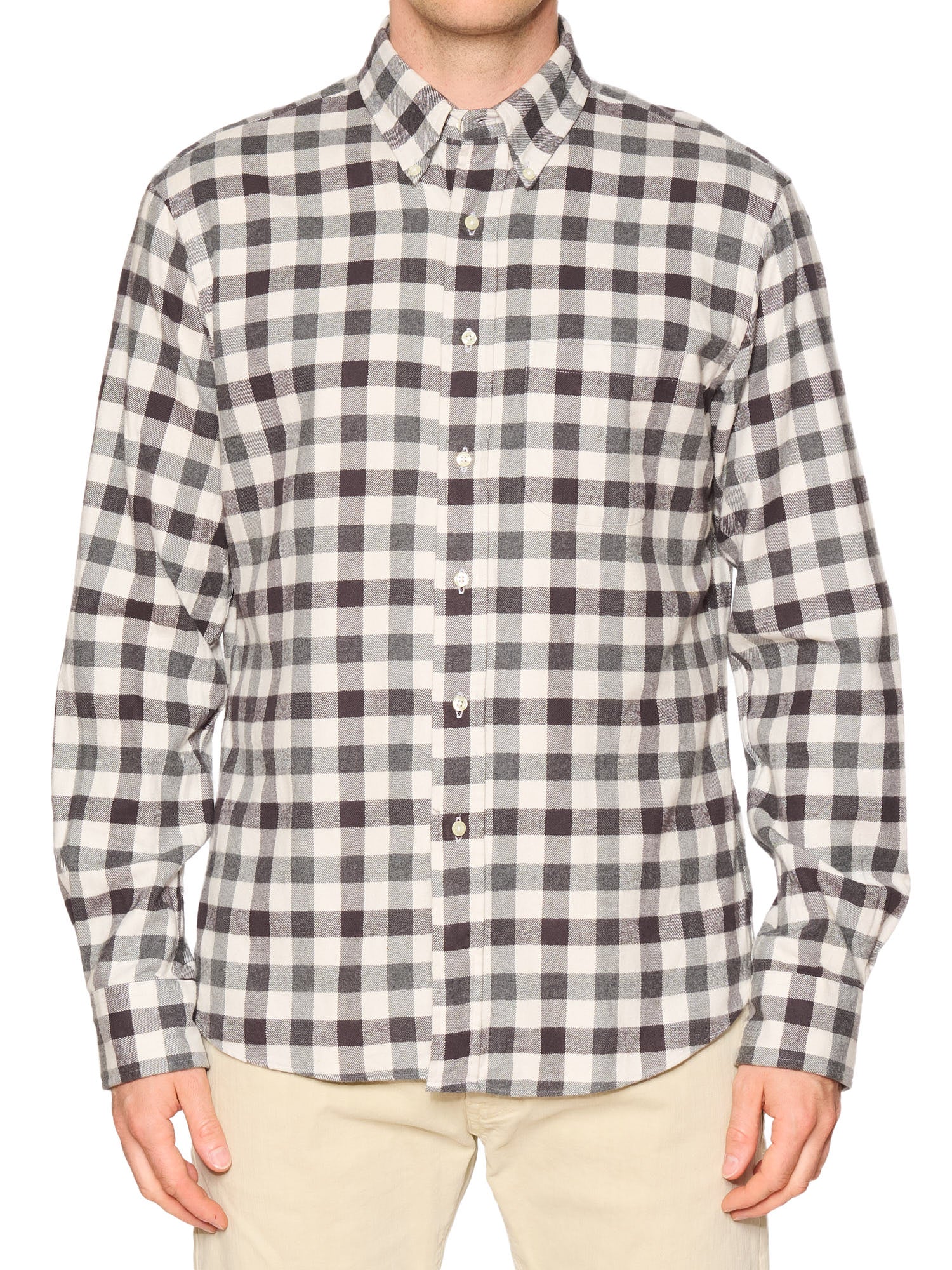 UNIONMADE White-Gray Plaid Flannel Cotton Western Shirt NEW US L USA Made