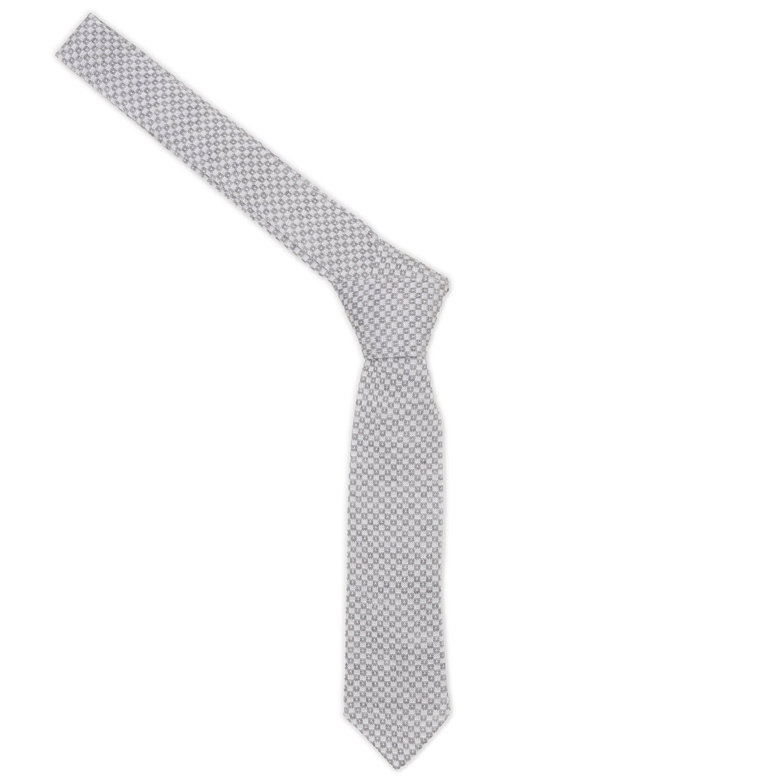 VANNUCCI MILANO Gray Checked Wool Knit Tie NEW