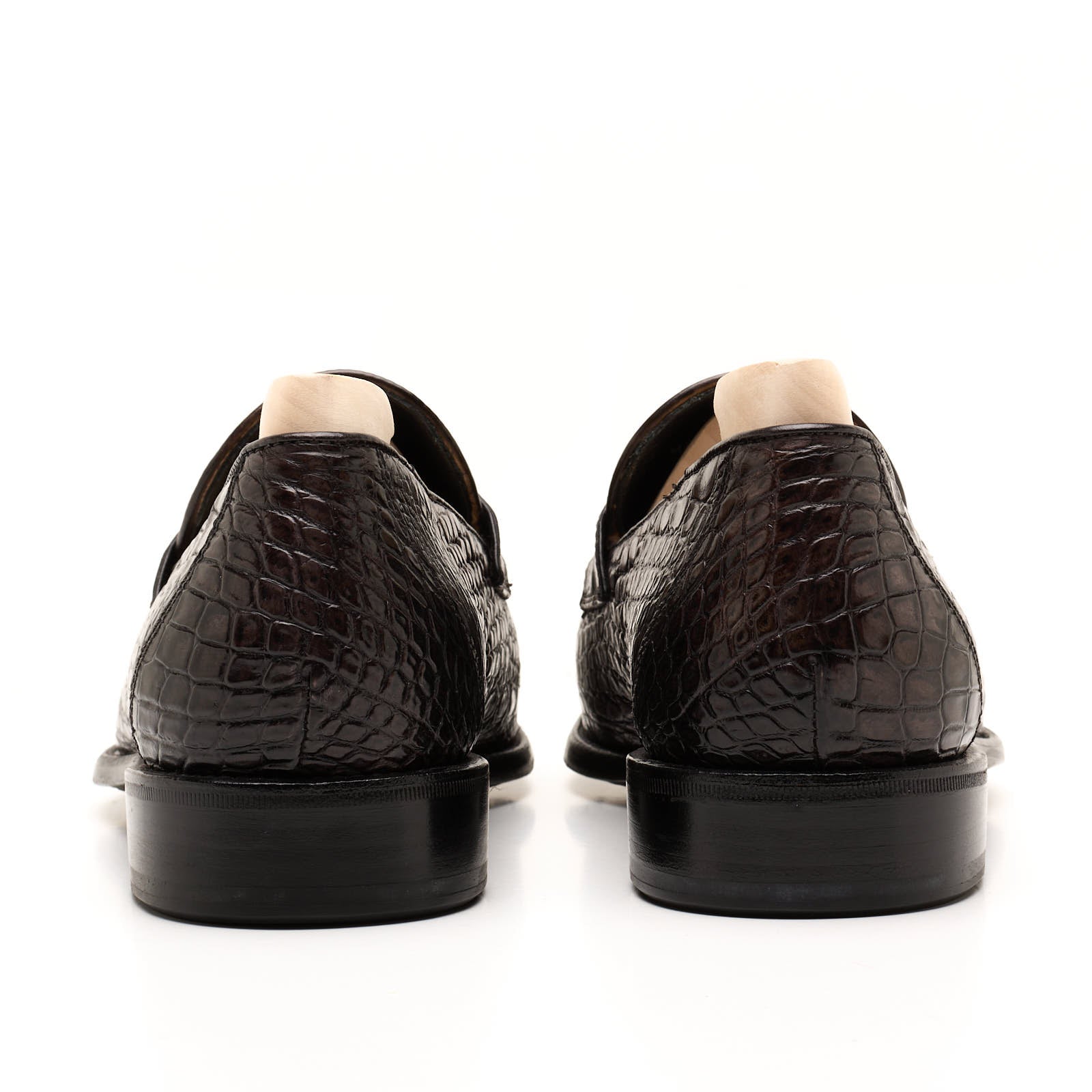 VANNUCCI Dark Brown Genuine Crocodile Leather Loafers Shoes EU 45 NEW US 11.5