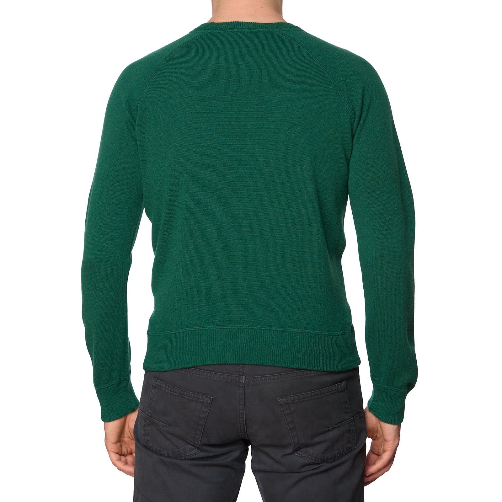VANNUCCI Dark Green Cashmere Knit Crewneck Sweater EU 52 NEW US L