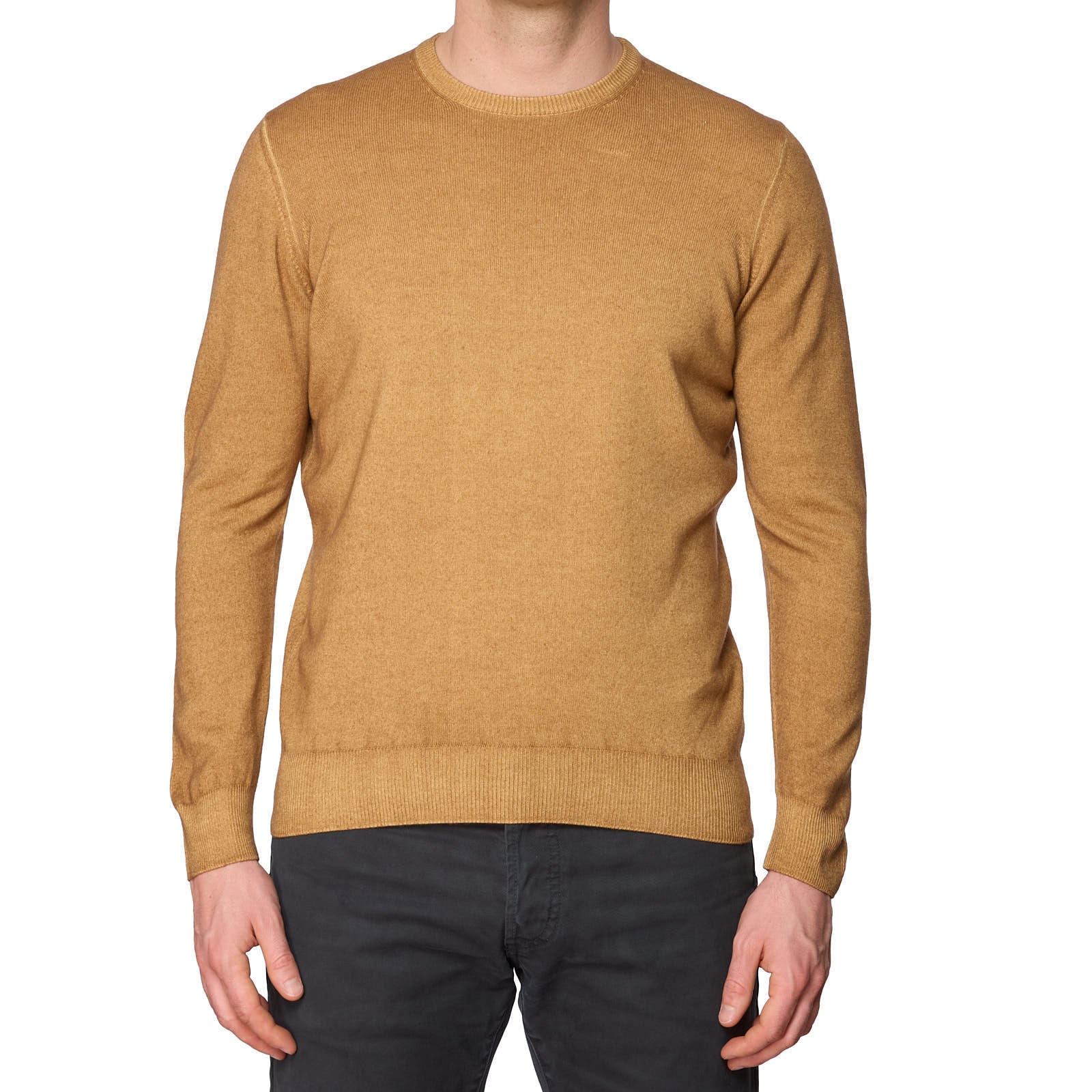 VANNUCCI Light Brown Cashmere Knit Crewneck Sweater EU 50 NEW US M