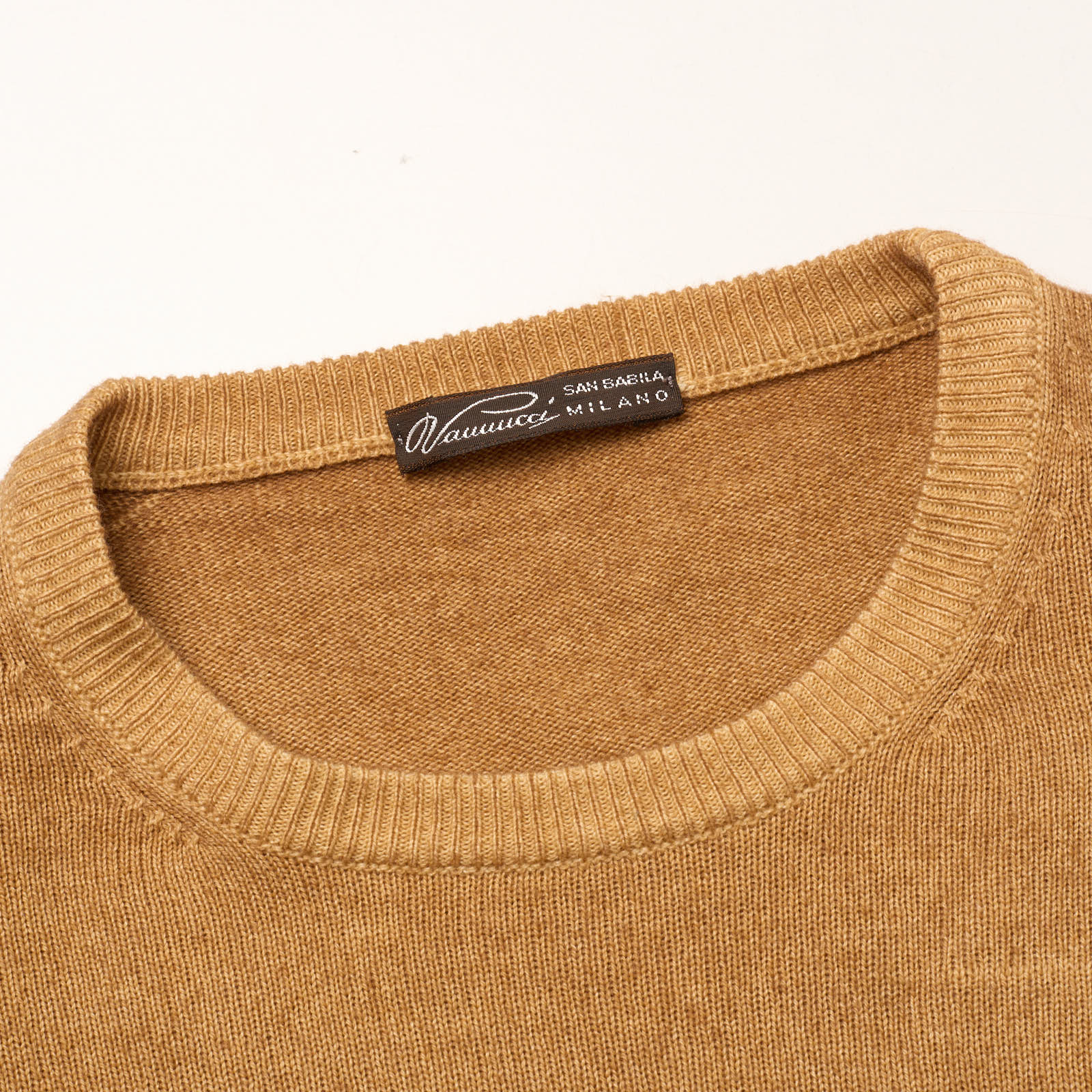 VANNUCCI Light Brown Cashmere Knit Crewneck Sweater EU 50 NEW US M