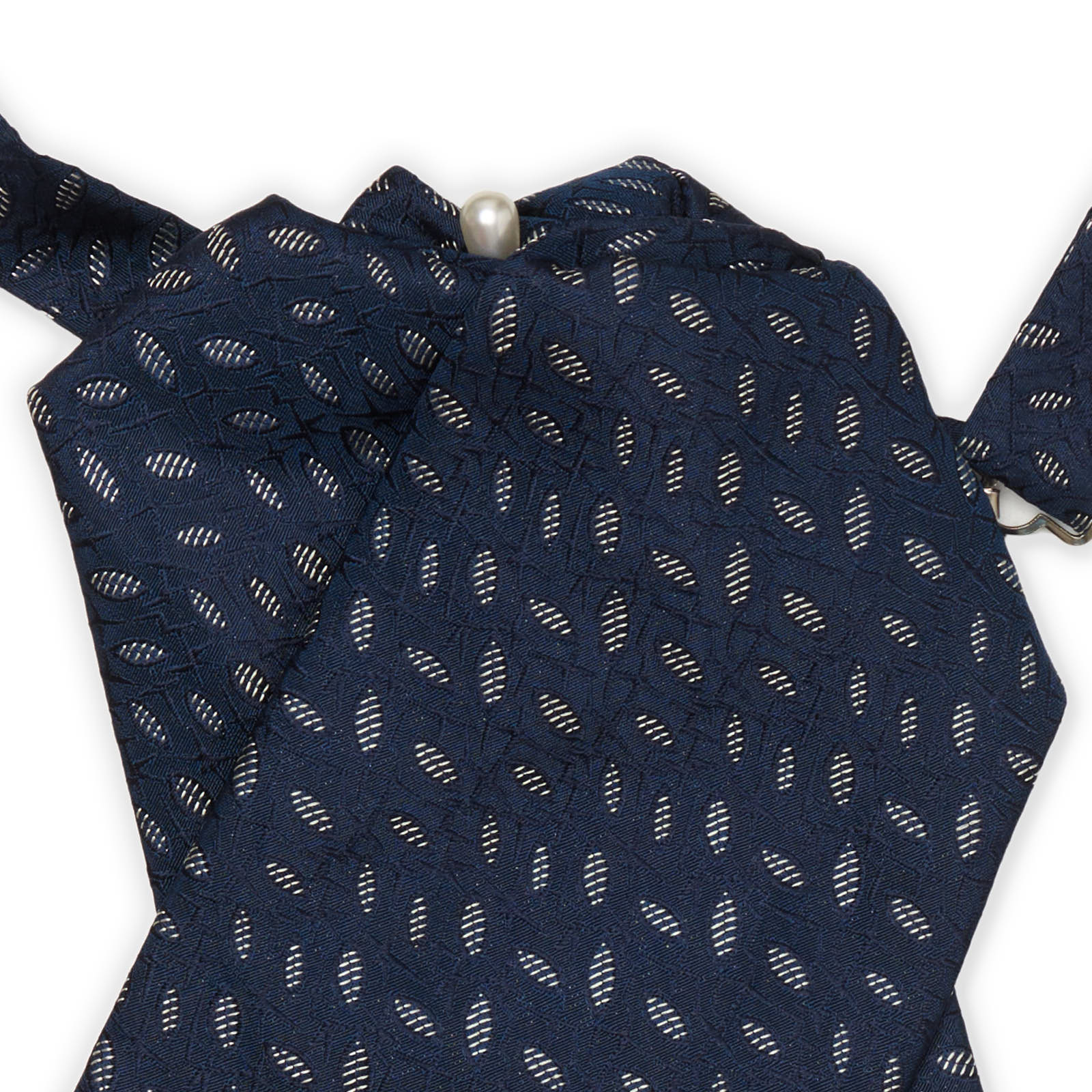 VANNUCCI MILANO Blue Silk Ascot Formal Tie Plastron NEW