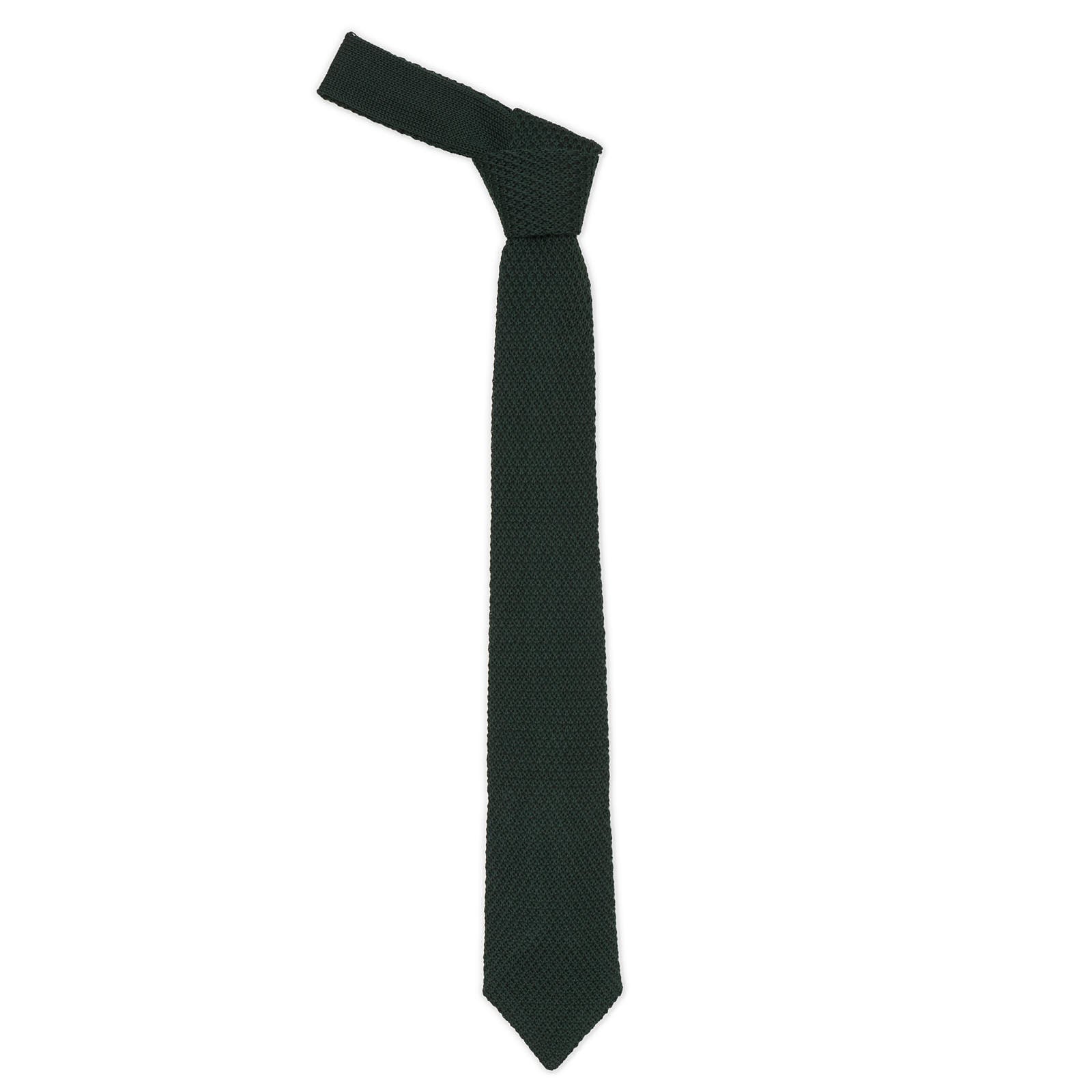 VANNUCCI MILANO Dark Green Cotton Knit Tie NEW