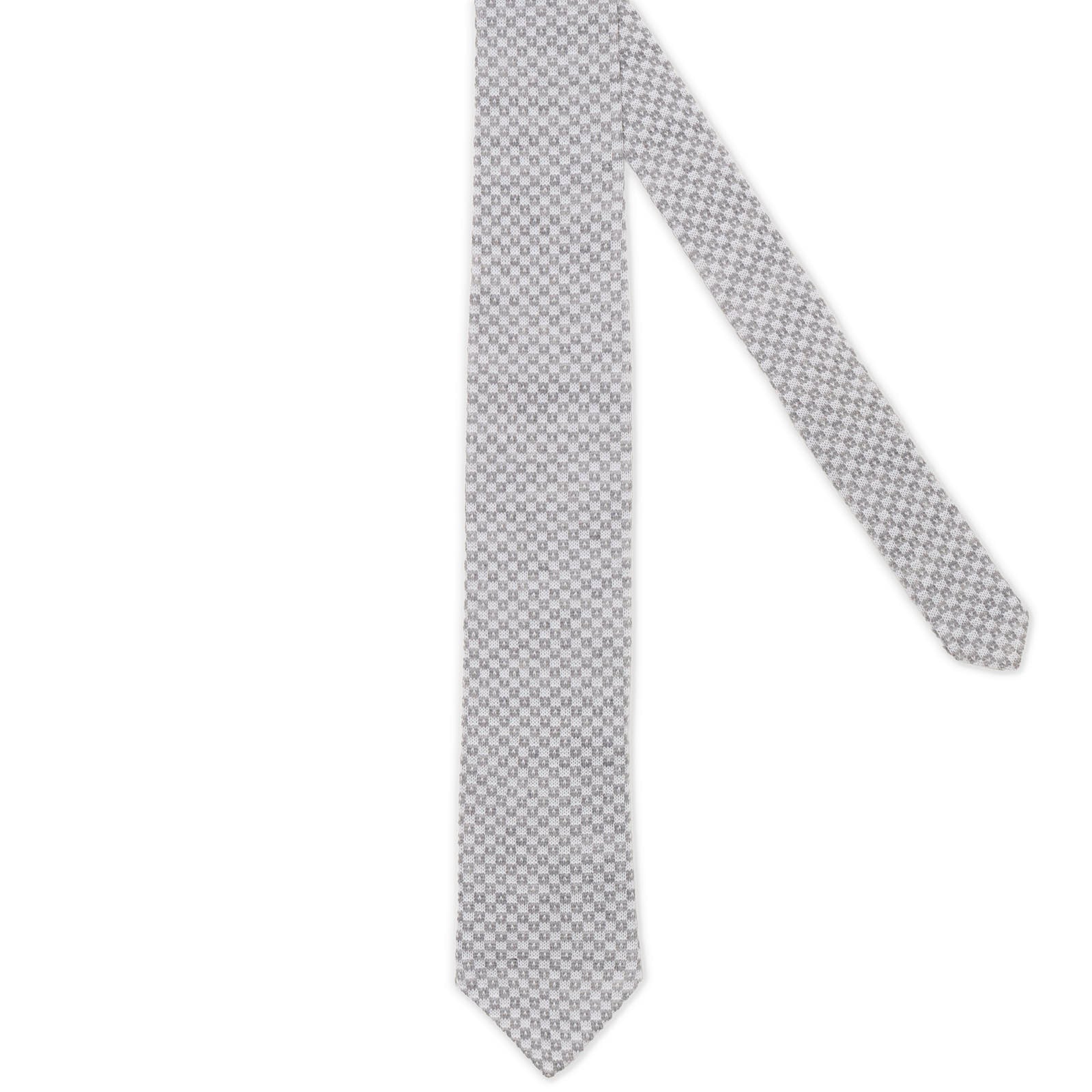 VANNUCCI MILANO Gray Checked Wool Knit Tie NEW