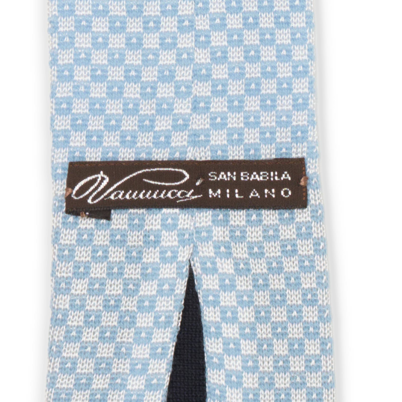 VANNUCCI MILANO Light Blue Checked Wool Knit Tie NEW