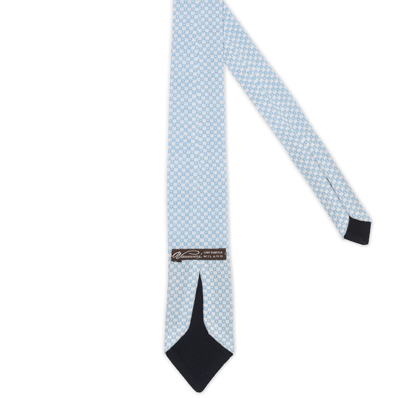 VANNUCCI MILANO Light Blue Checked Wool Knit Tie NEW