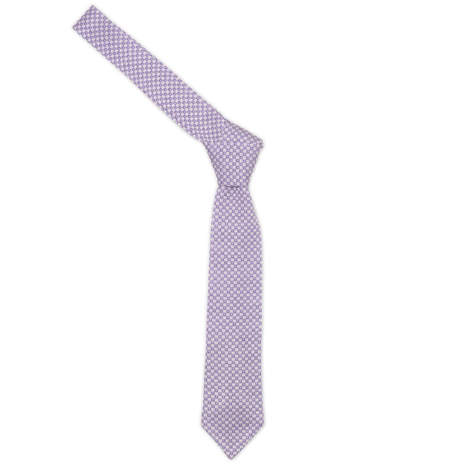 VANNUCCI MILANO Purple Checked Wool Knit Tie NEW