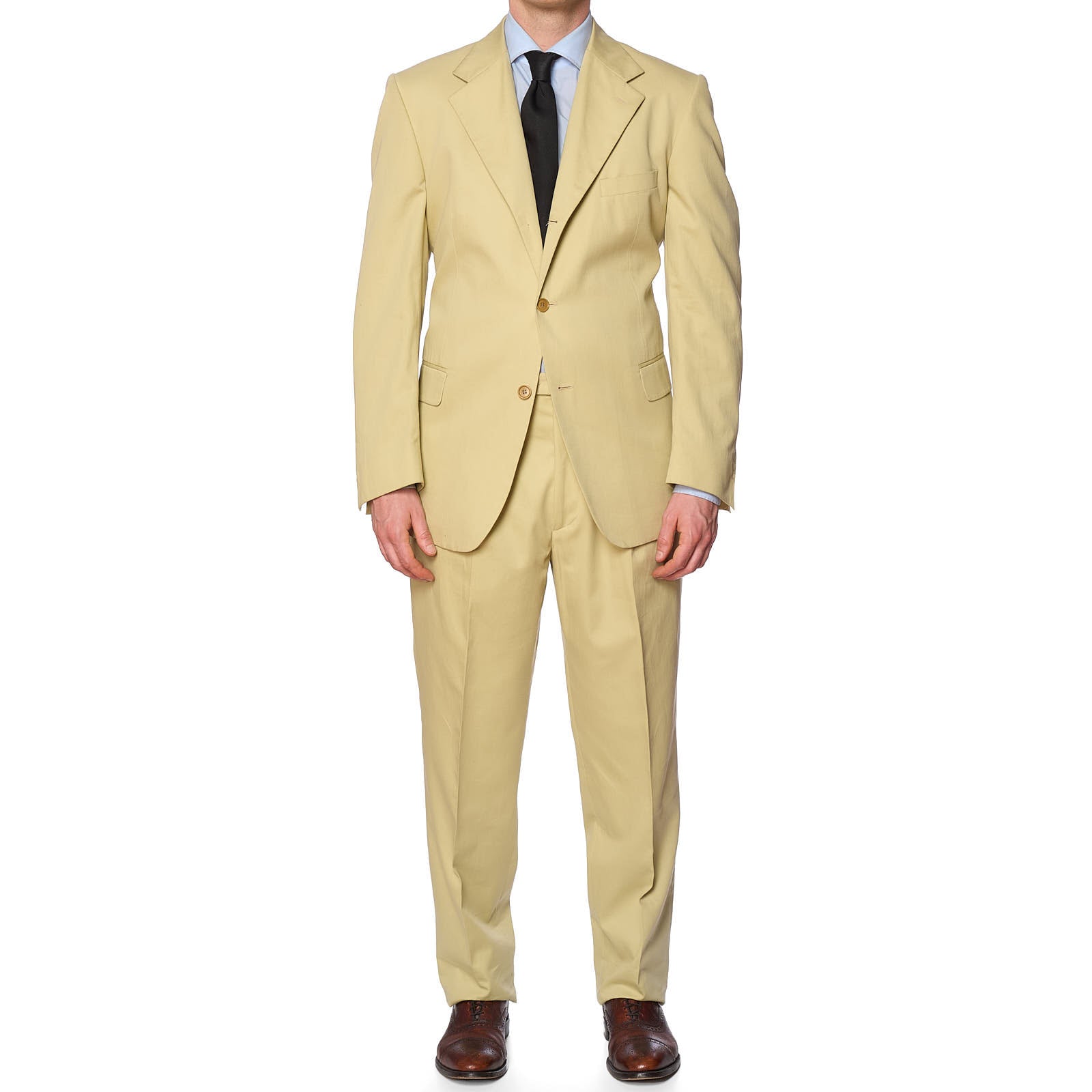VANNUCCI Milano Tan Cotton Spring-Summer Suit EU 54 NEW US 42