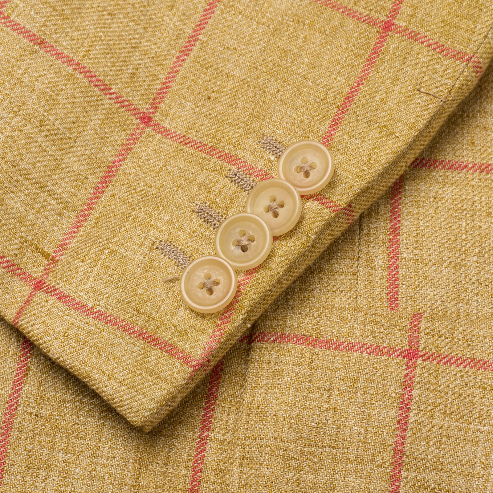 VANNUCCI Milano Beige Windowpane Linen Jacket EU 50 NEW US 40