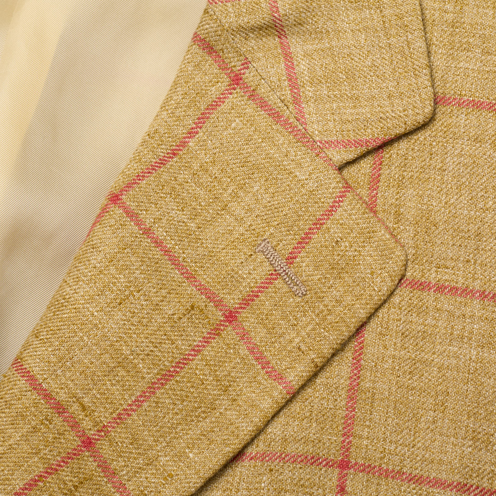 VANNUCCI Milano Beige Windowpane Linen Jacket EU 50 NEW US 40