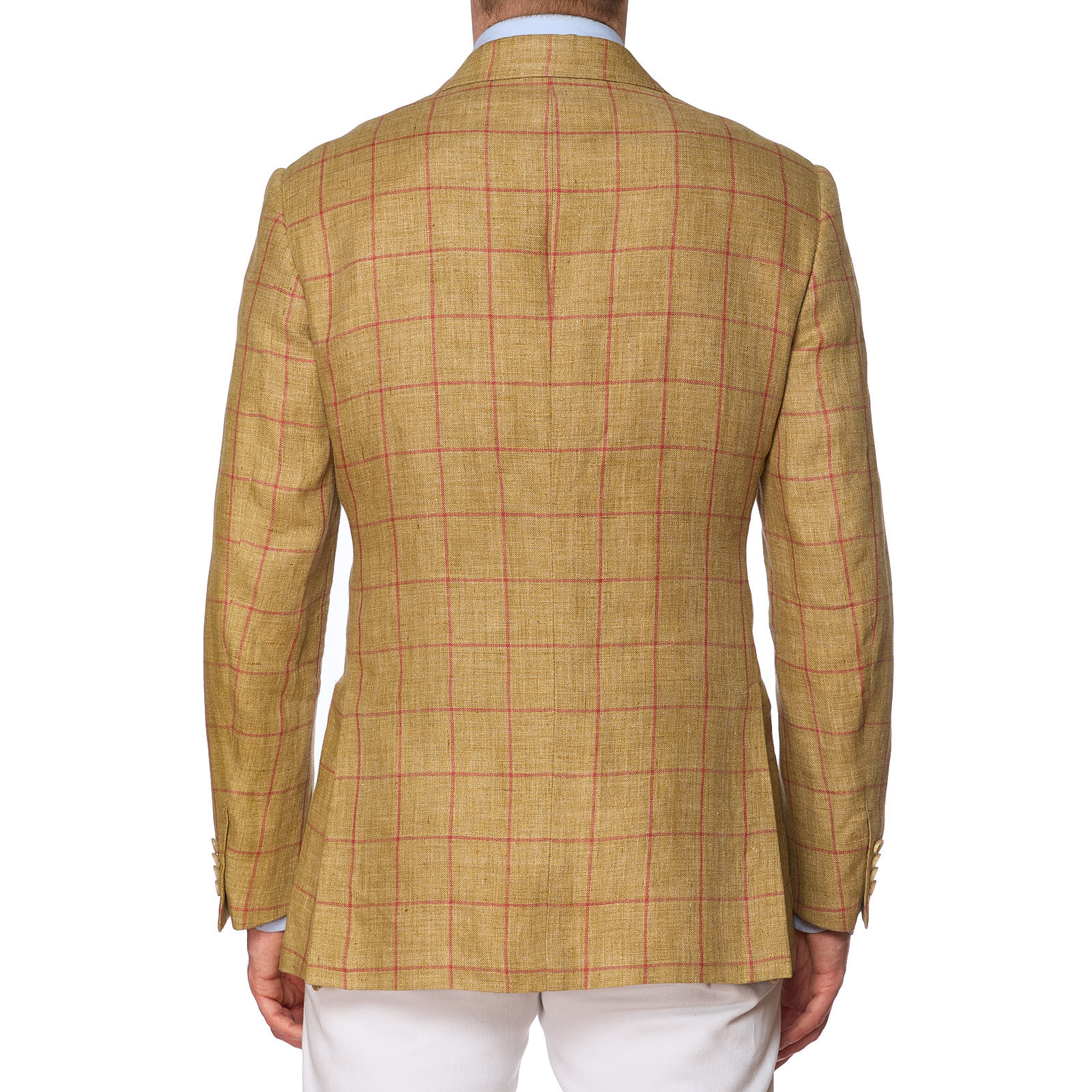 VANNUCCI Milano Beige Windowpane Linen Jacket EU 50 NEW US 40