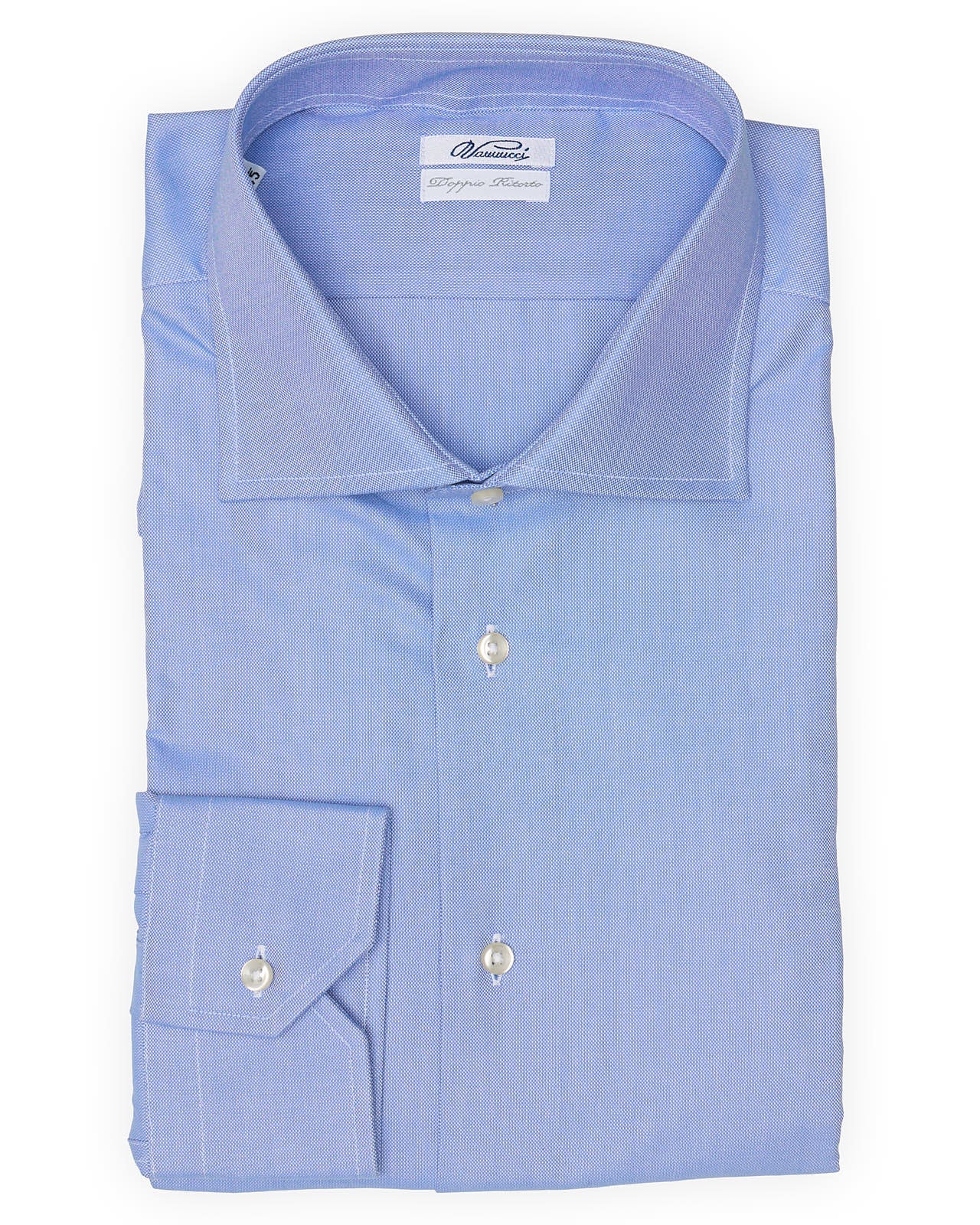 VANNUCCI Milano Blue Oxford Cloth Cotton Dress Shirt EU 45 NEW US 18