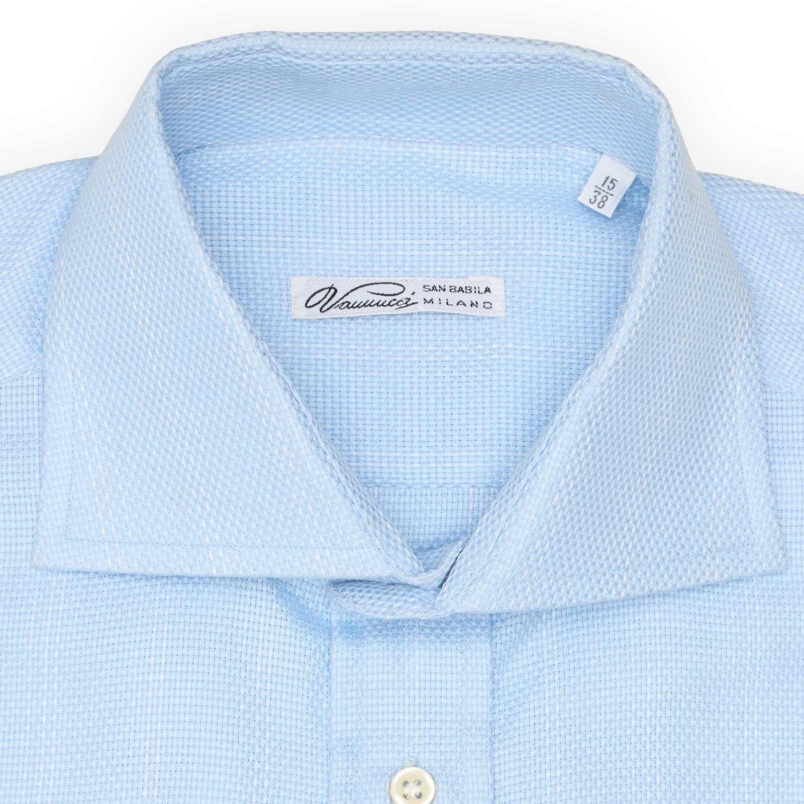 VANNUCCI Milano Blue Striped Oxford Cotton Dress Shirt EU 38 NEW US 15