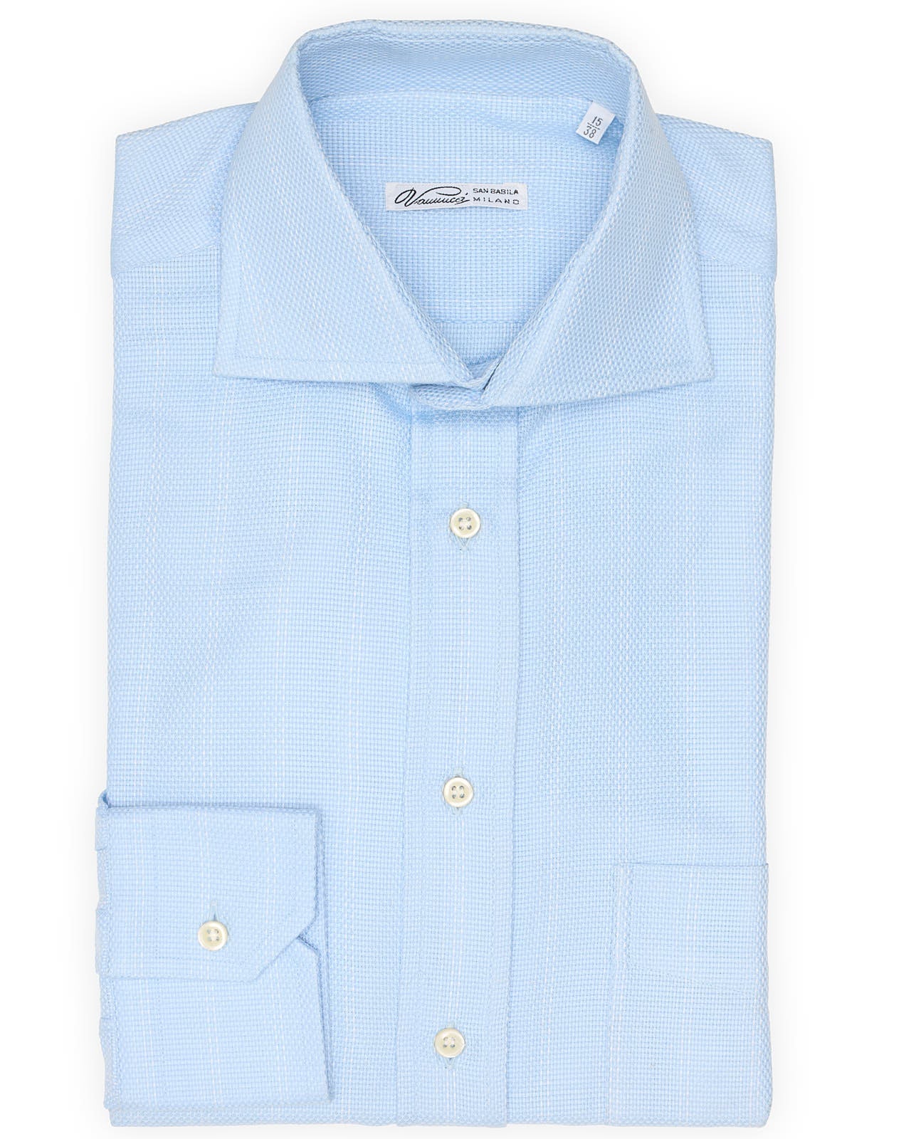 VANNUCCI Milano Blue Striped Oxford Cotton Dress Shirt EU 38 NEW US 15