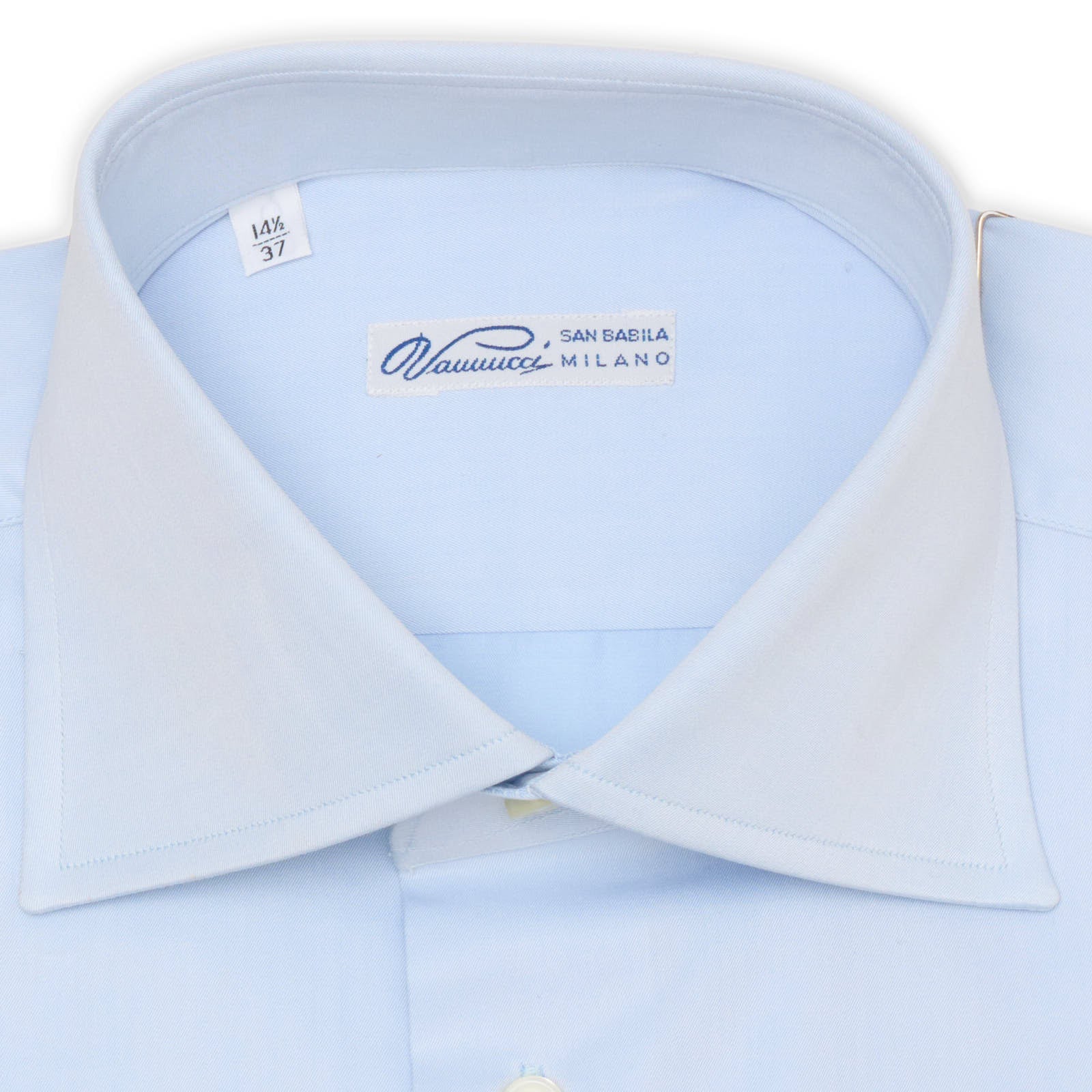 VANNUCCI Milano Blue Twill Cotton French Cuff Dress Shirt EU 37 NEW US 14.5