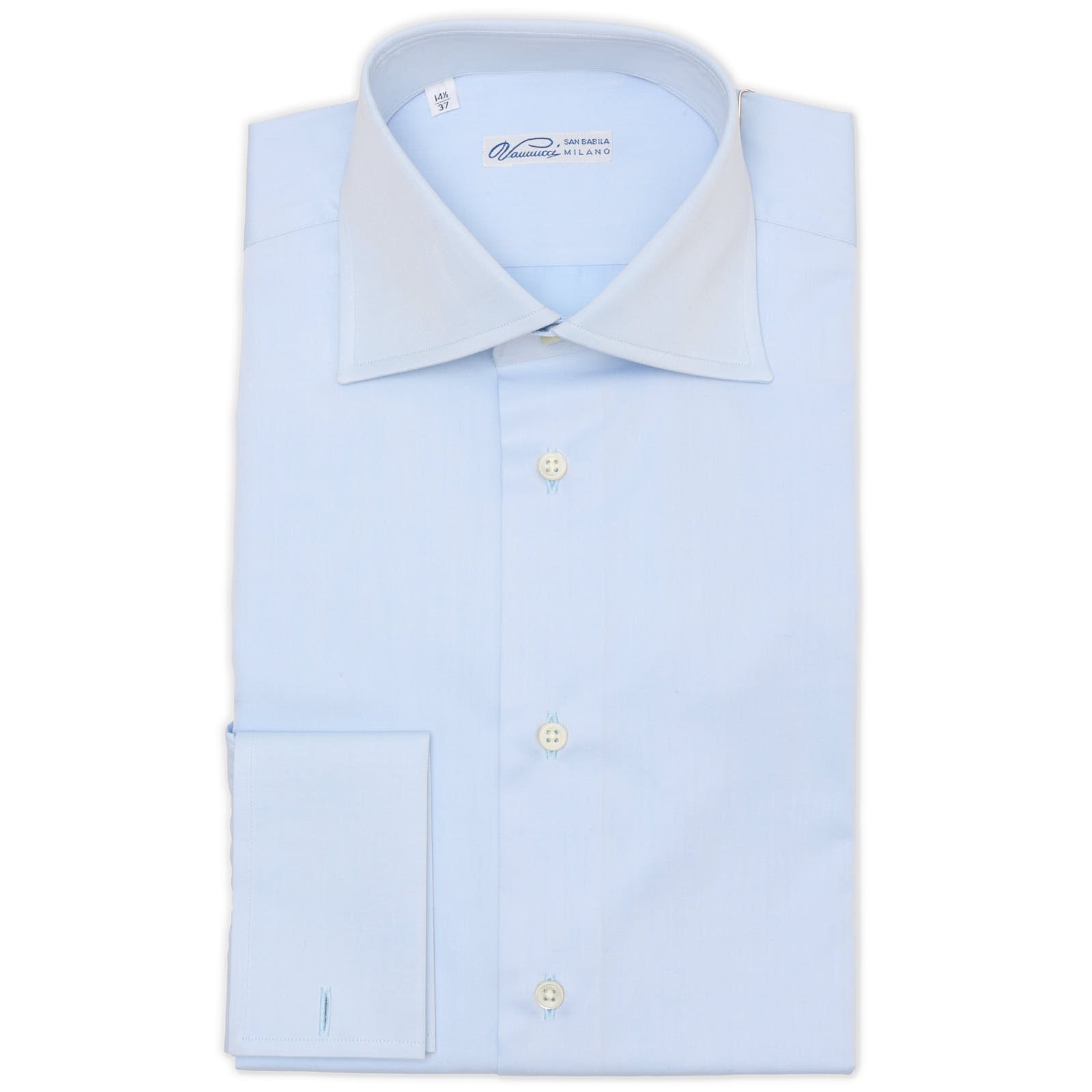 VANNUCCI Milano Blue Twill Cotton French Cuff Dress Shirt EU 37 NEW US VANNUCCI Milano Blue Twill Cotton French Cuff Dress Shirt EU 37 NEW US