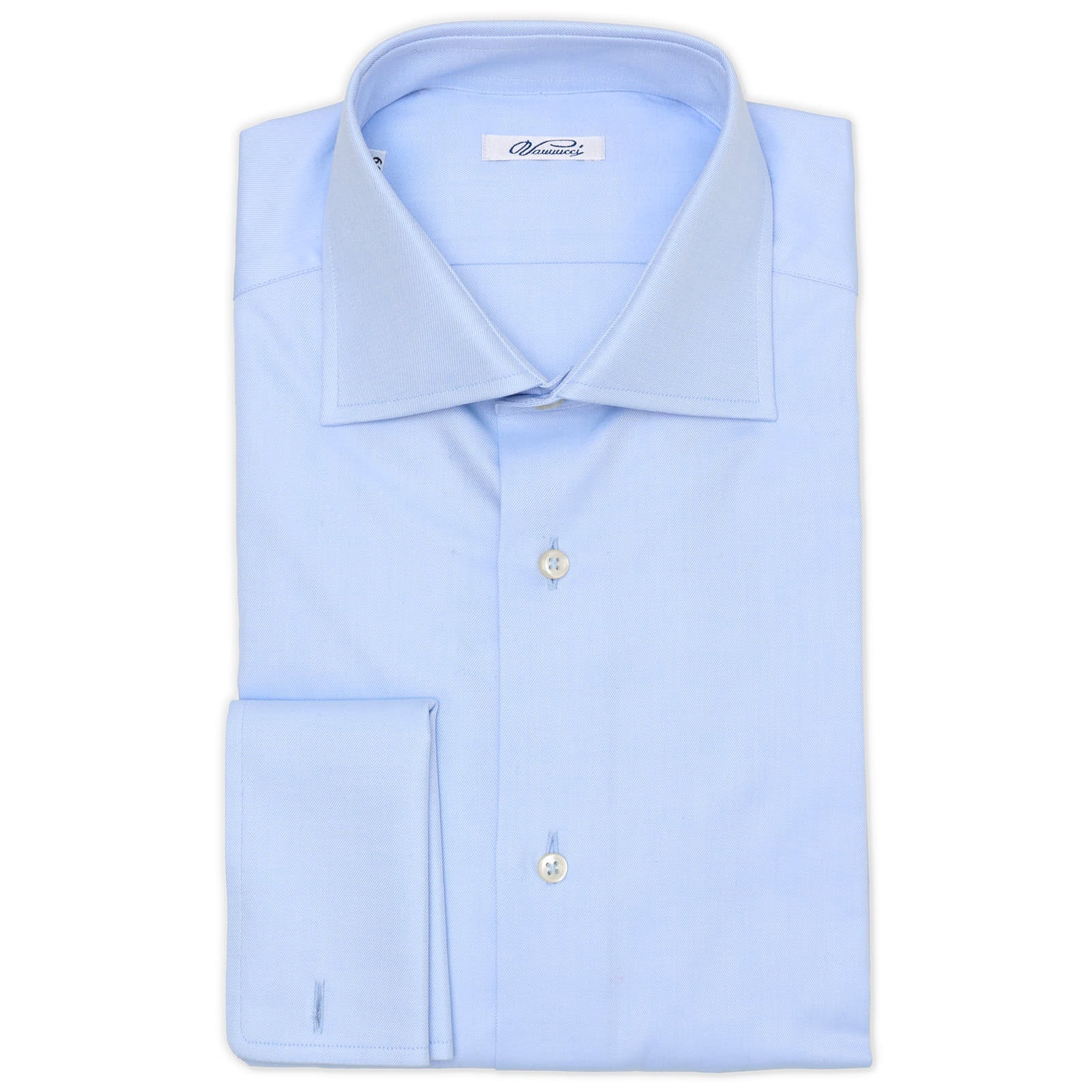 VANNUCCI Milano Blue Twill Cotton French Cuff Dress Shirt EU 39 NEW US 15.5