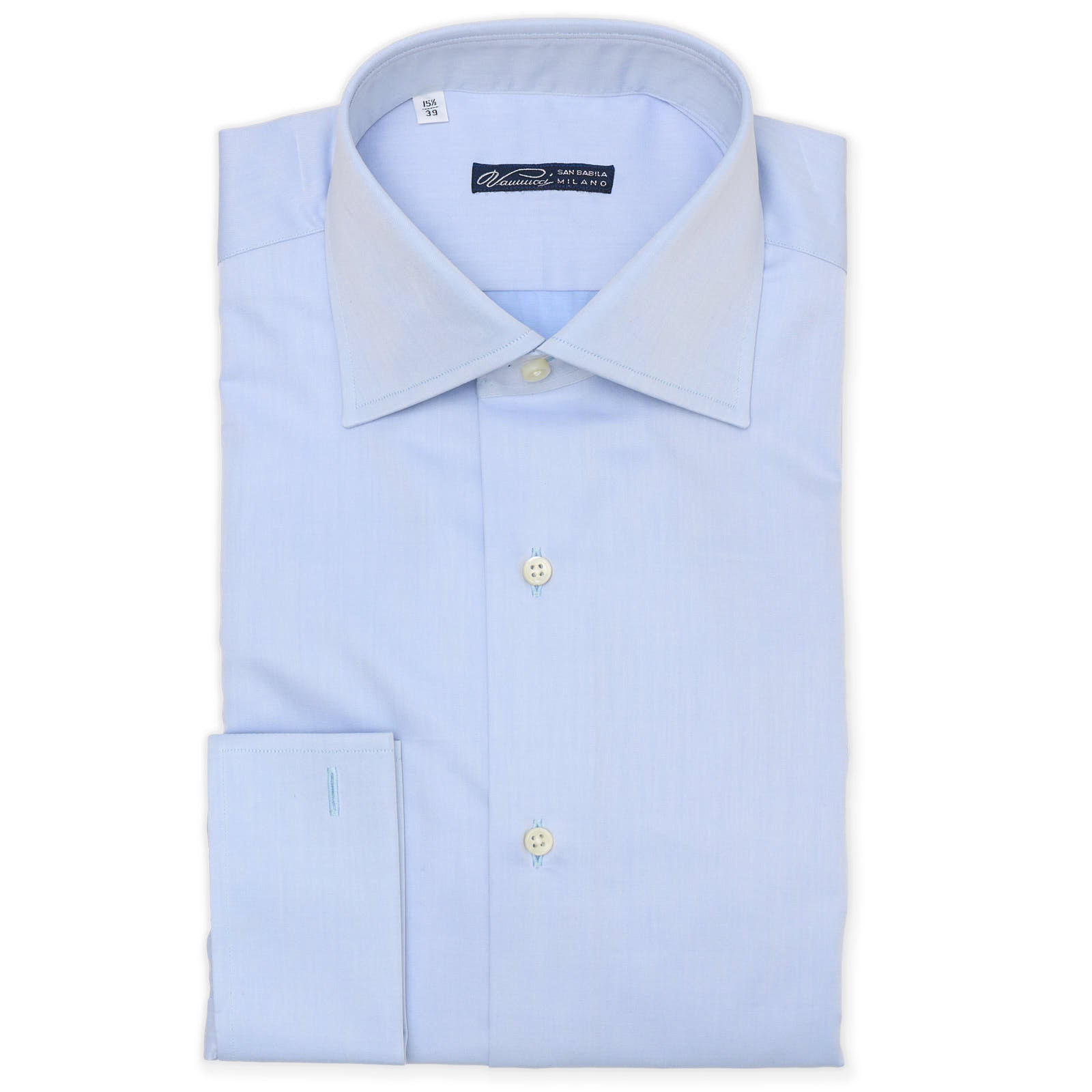 VANNUCCI Milano Light Blue Twill Cotton French Cuff Dress Shirt New 15.75 / Blue VANNUCCI Milano Light Blue Twill Cotton French Cuff Dress Shirt New 15.75 / Blue