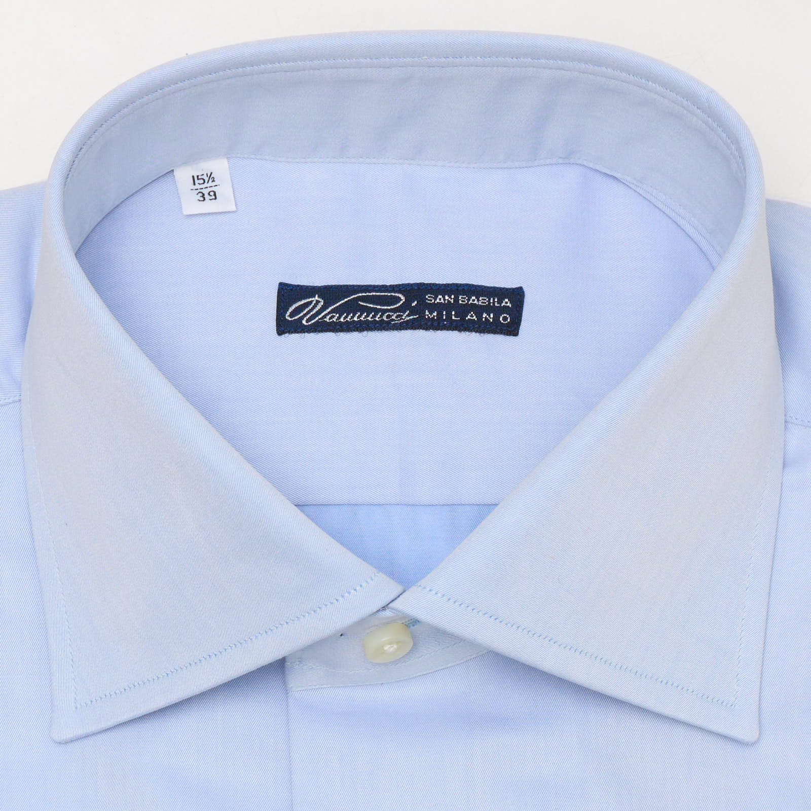 VANNUCCI Milano Light Blue Twill Cotton French Cuff Dress Shirt NEW