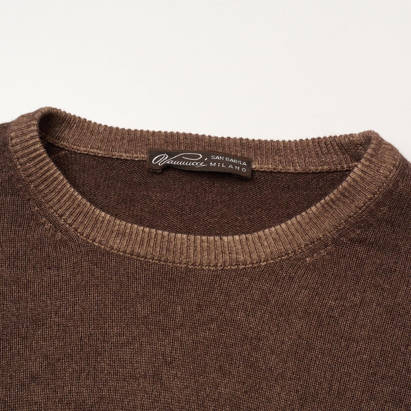 VANNUCCI Milano Brown Cashmere Knit Crewneck Sweater EU 48 NEW US S