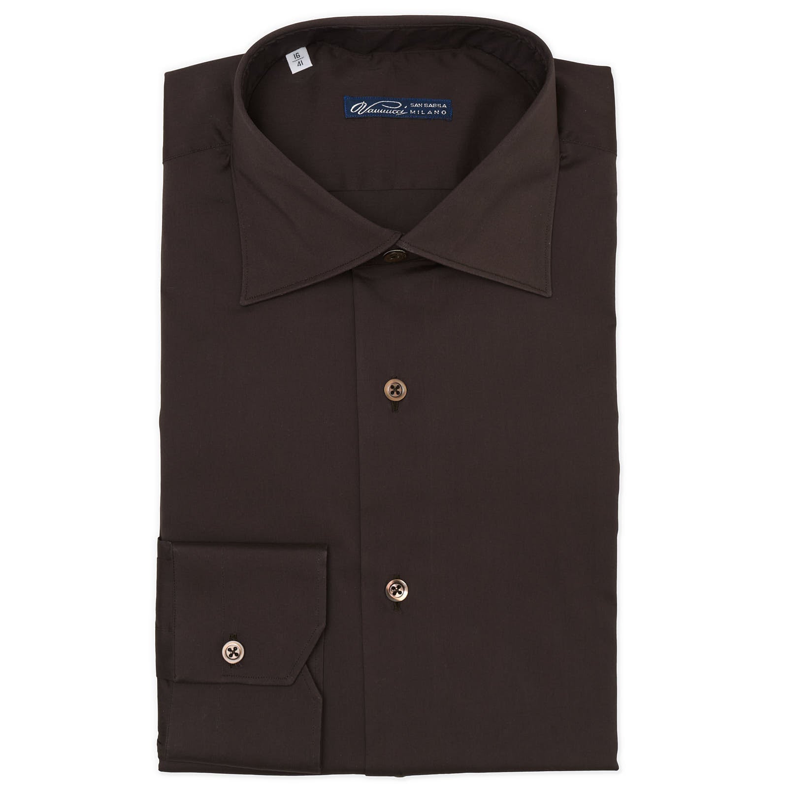 VANNUCCI Milano Brown Cotton Stretch Fabric Dress Shirt New 15 / Brown