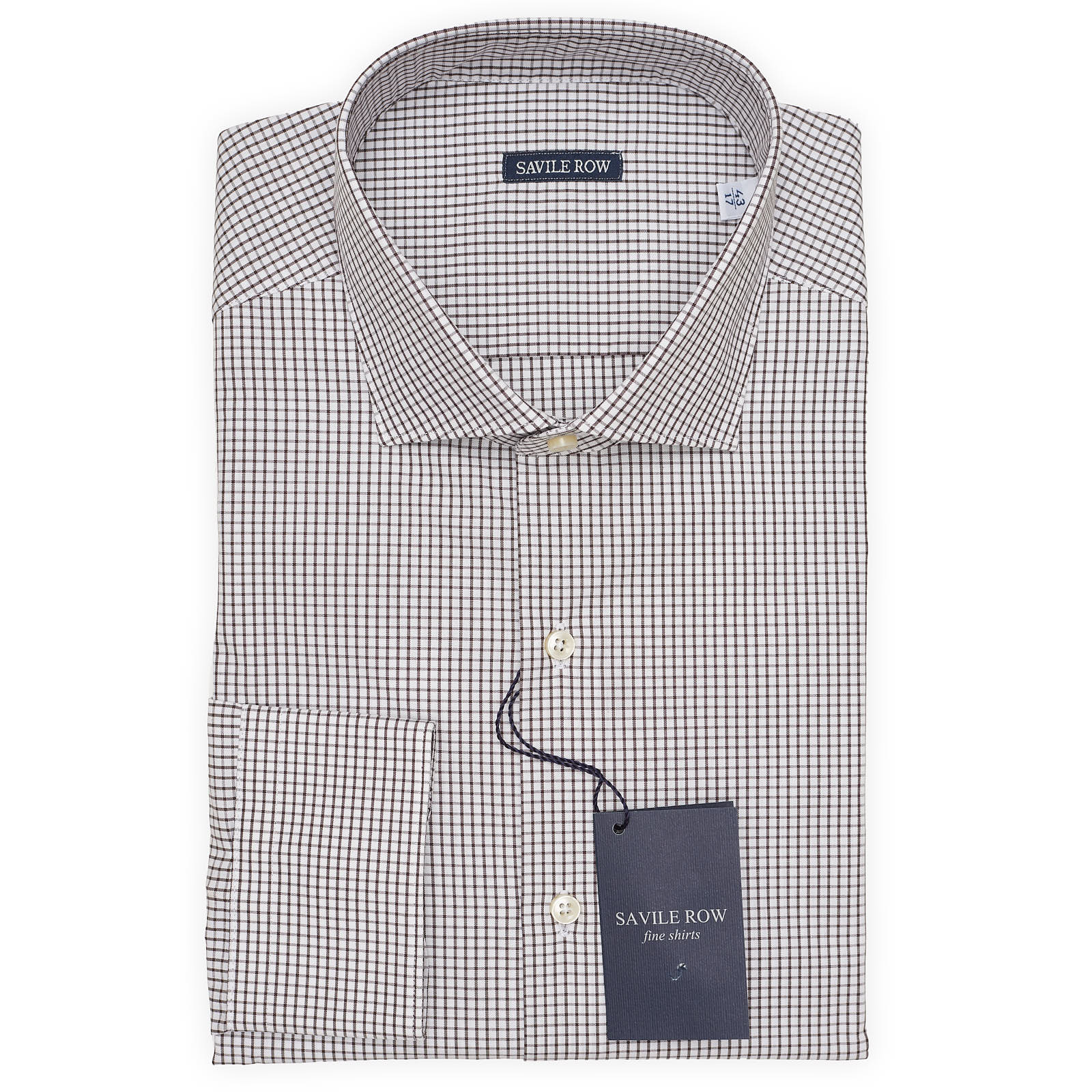 SAVILE ROW Brown Plaid Cotton Dress Shirt EU 43 NEW US 17 SAVILE ROW Brown Plaid Cotton Dress Shirt EU 43 NEW US 17