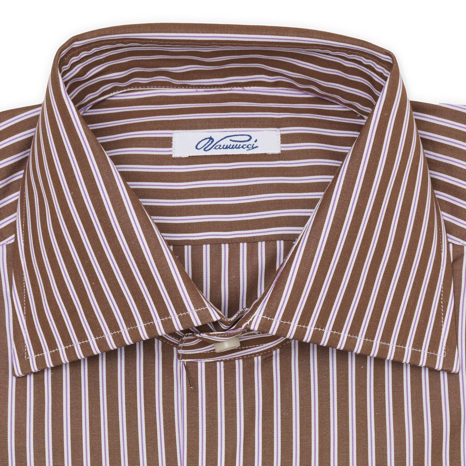 VANNUCCI Milano Brown Striped Cotton Dress Shirt EU 40 NEW US 15.75