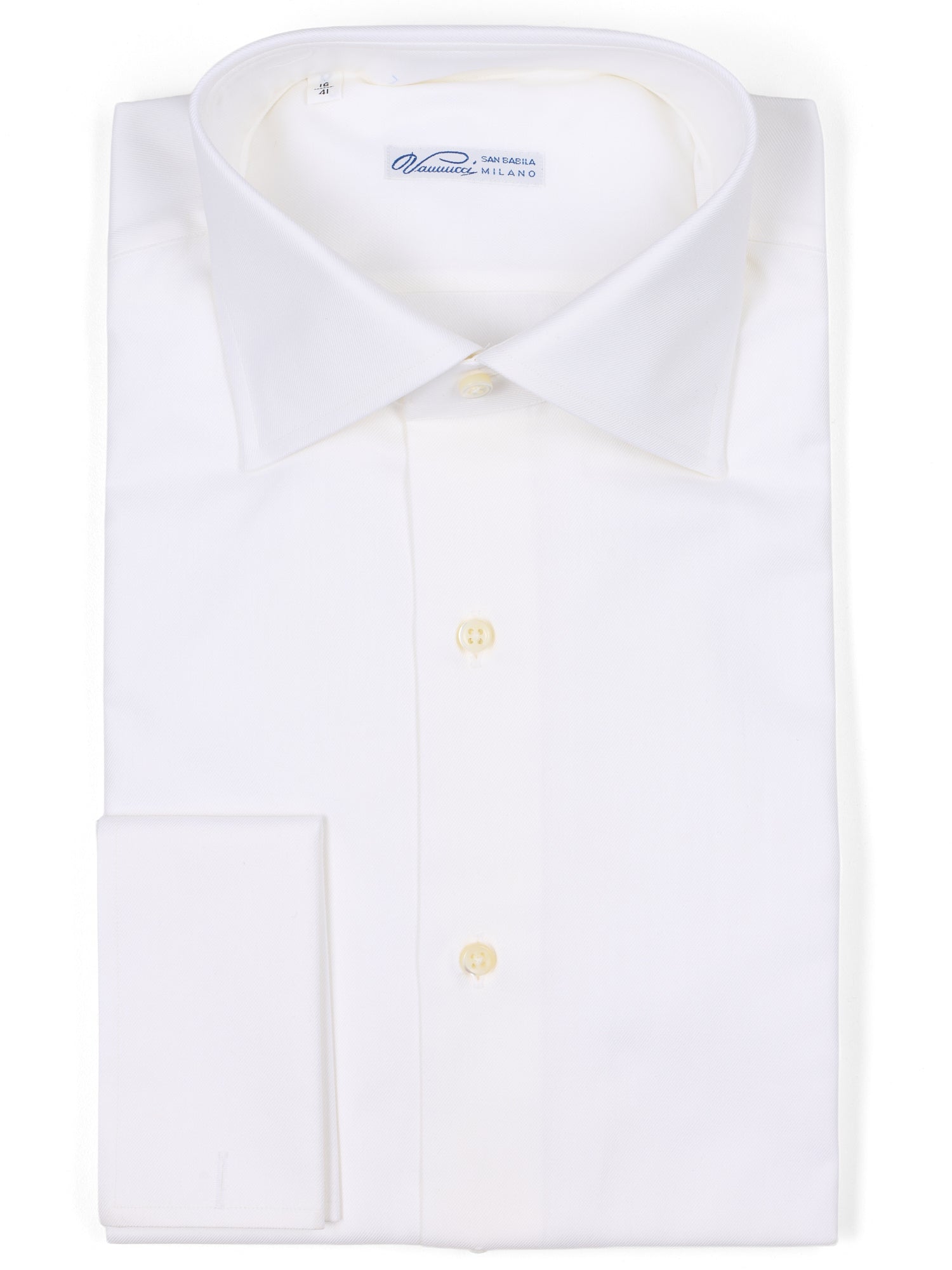 VANNUCCI Milano White Cotton French Cuff Dress Shirt