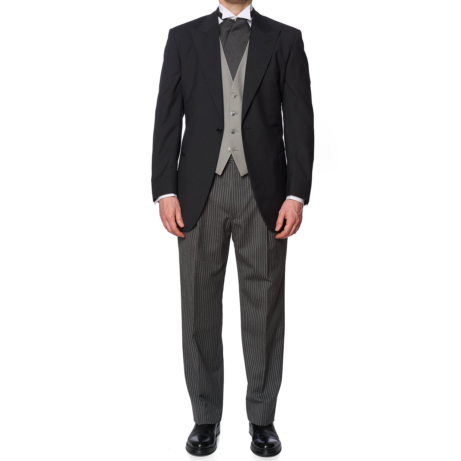 VANNUCCI Milano Dark Gray Wool Super 130's 3 Piece Suit EU 54 NEW US 44