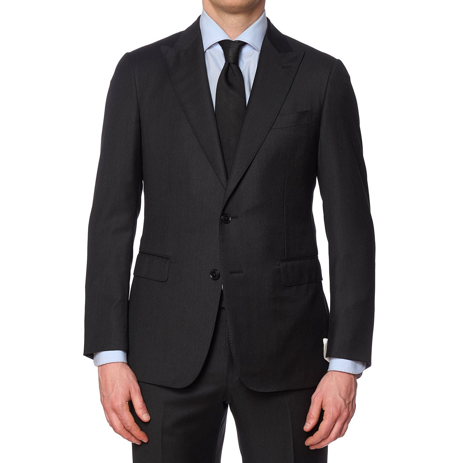 VANNUCCI Gray Tasmanian Wool Super 150's Peak Lapel Suit EU 48 NEW US 38