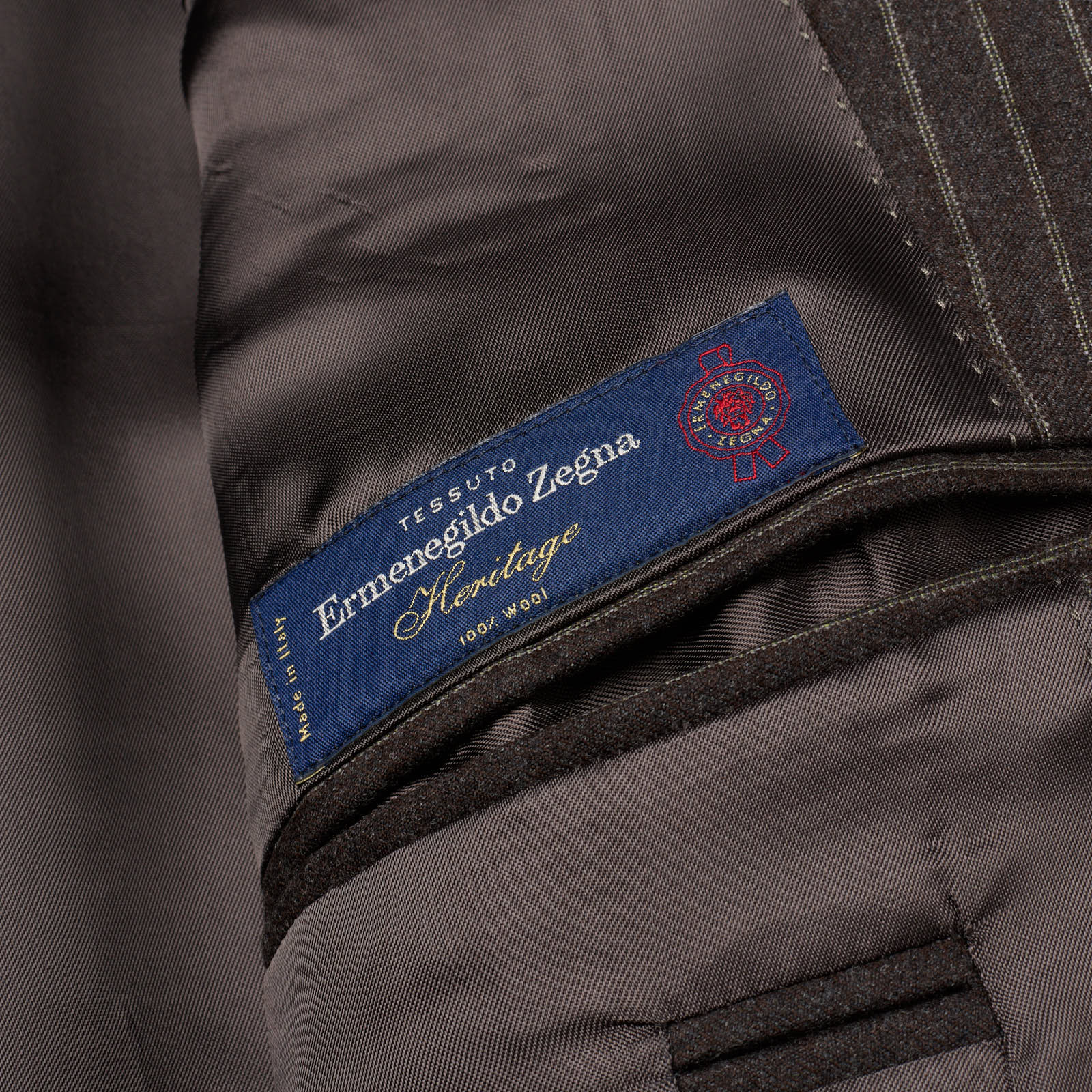 VANNUCCI Milano Gray-Brown Striped Zegna Heritage Wool Suit EU 58 NEW US 48