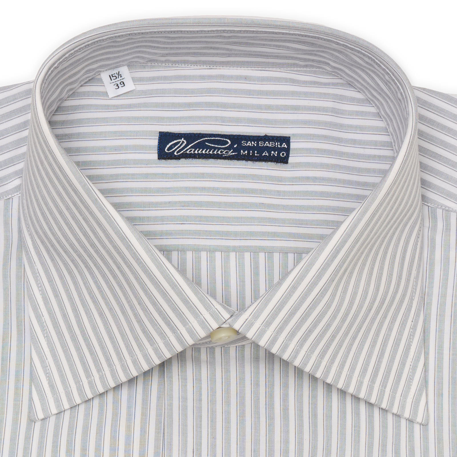 VANNUCCI Milano Gray-White Striped Cotton Dress Shirt EU 39 NEW US 15.5