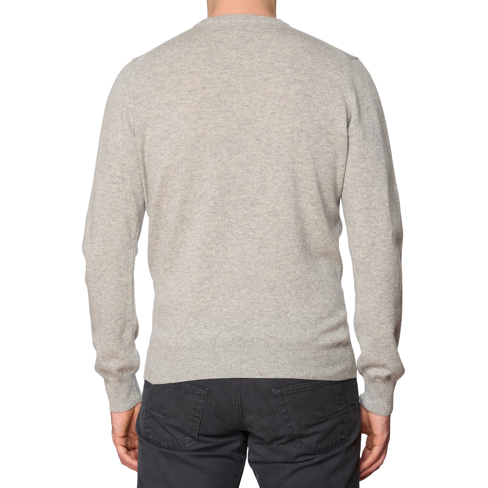 VANNUCCI Milano Gray Cashmere Knit Crewneck Sweater EU 48 NEW US S