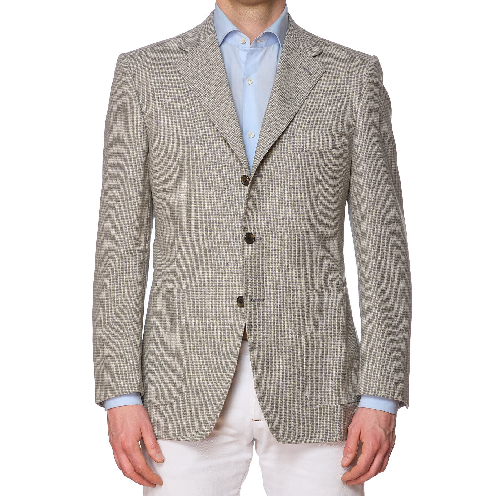 VANNUCCI Milano Gray Micro Virgin Wool-Cotton Jacket EU 50 NEW US 40