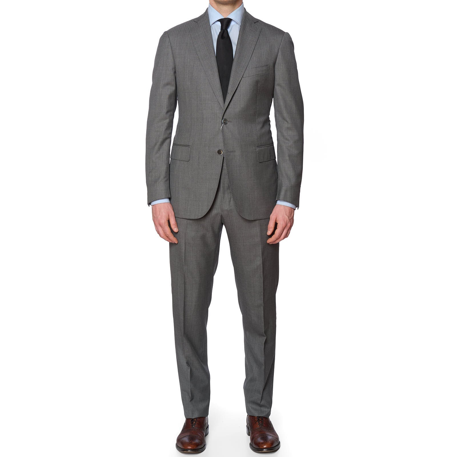 Vannucci Milano Gray Wool-Silk Summer Tasmanian Slim Fit Suit EU 52 NEW US 40 42