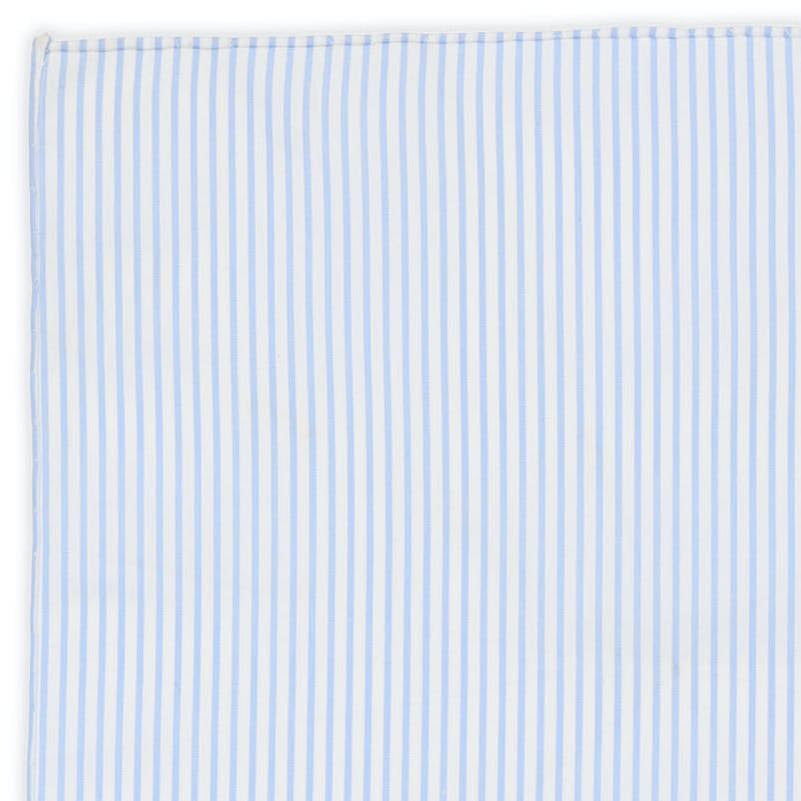 VANNUCCI Milano Handmade Blue-White Striped Cotton Pocket Square NEW 29cm x 29cm