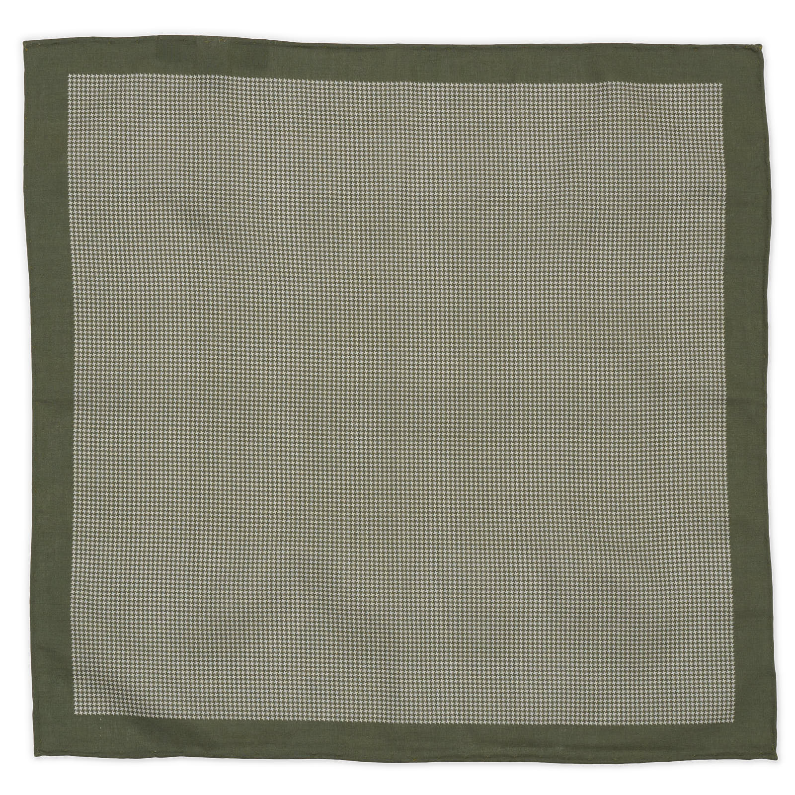 VANNUCCI Milano Handmade Green Houndstooth Cotton Pocket Square NEW 32cm x 32cm