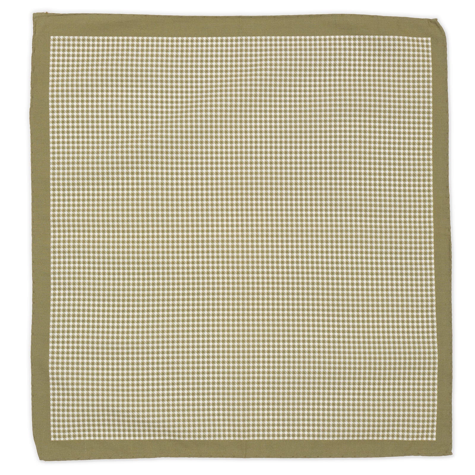VANNUCCI Milano Handmade Green Houndstooth Cotton Pocket Square NEW 35cm x 32cm
