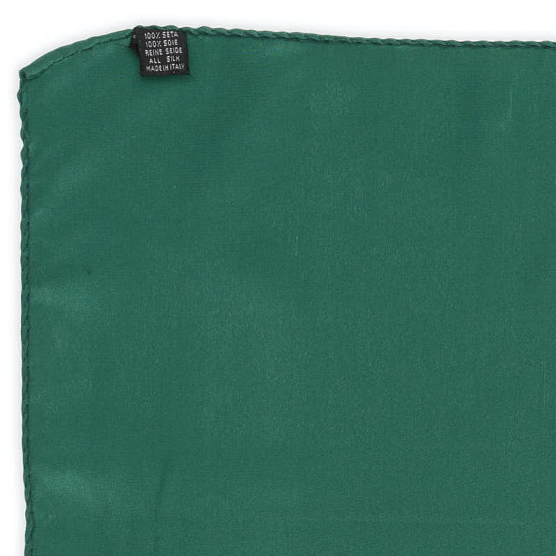 VANNUCCI Milano Handmade Green Silk Pocket Square NEW 33cm x 31cm