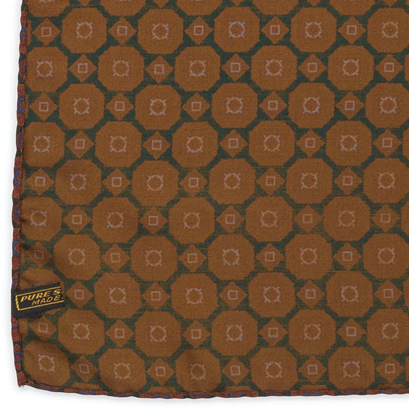 VANNUCCI Milano Handmade Multi-Color Medallion Silk Pocket Square NEW 31cm x 31cm