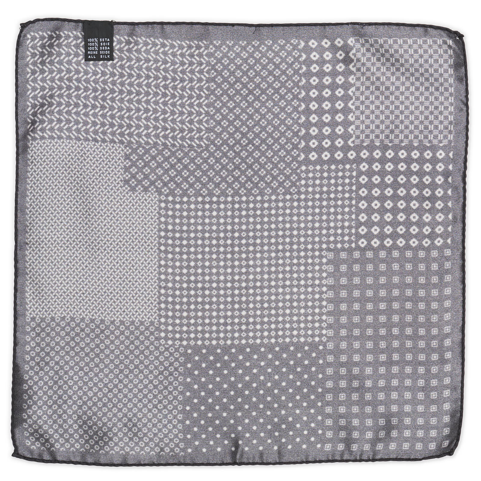 VANNUCCI Milano Handmade Navy Blue Medallion Silk Pocket Square NEW 31cm x 31cm