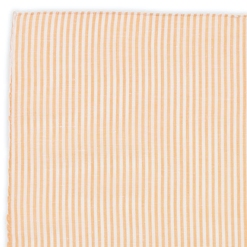 VANNUCCI Milano Handmade Orange-White Striped Cotton Pocket Square NEW 33cm x 33cm