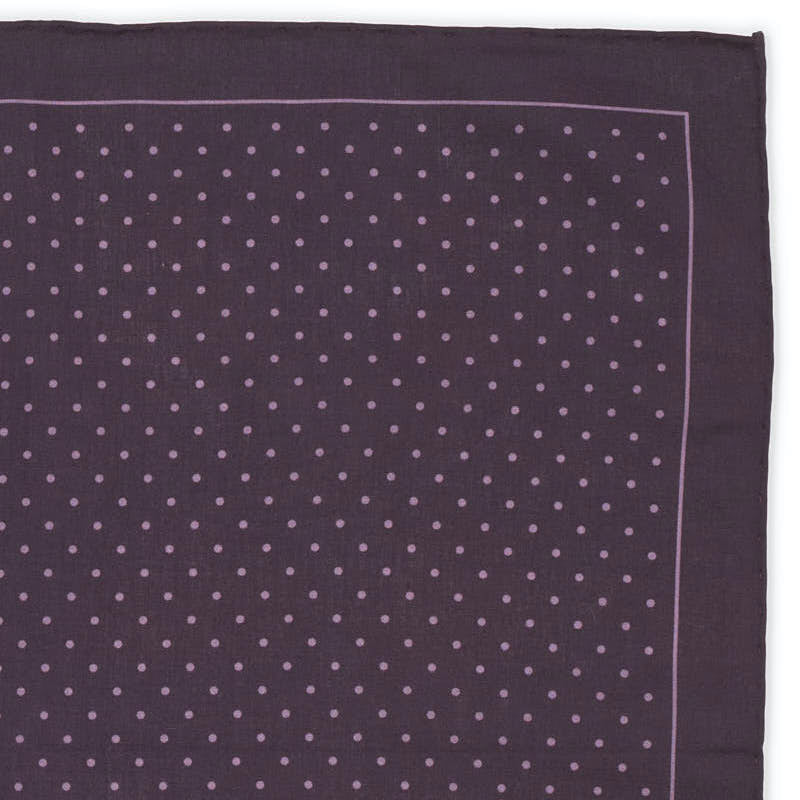 VANNUCCI Milano Handmade Purple Dot Cotton Pocket Square NEW 33cm x 32cm